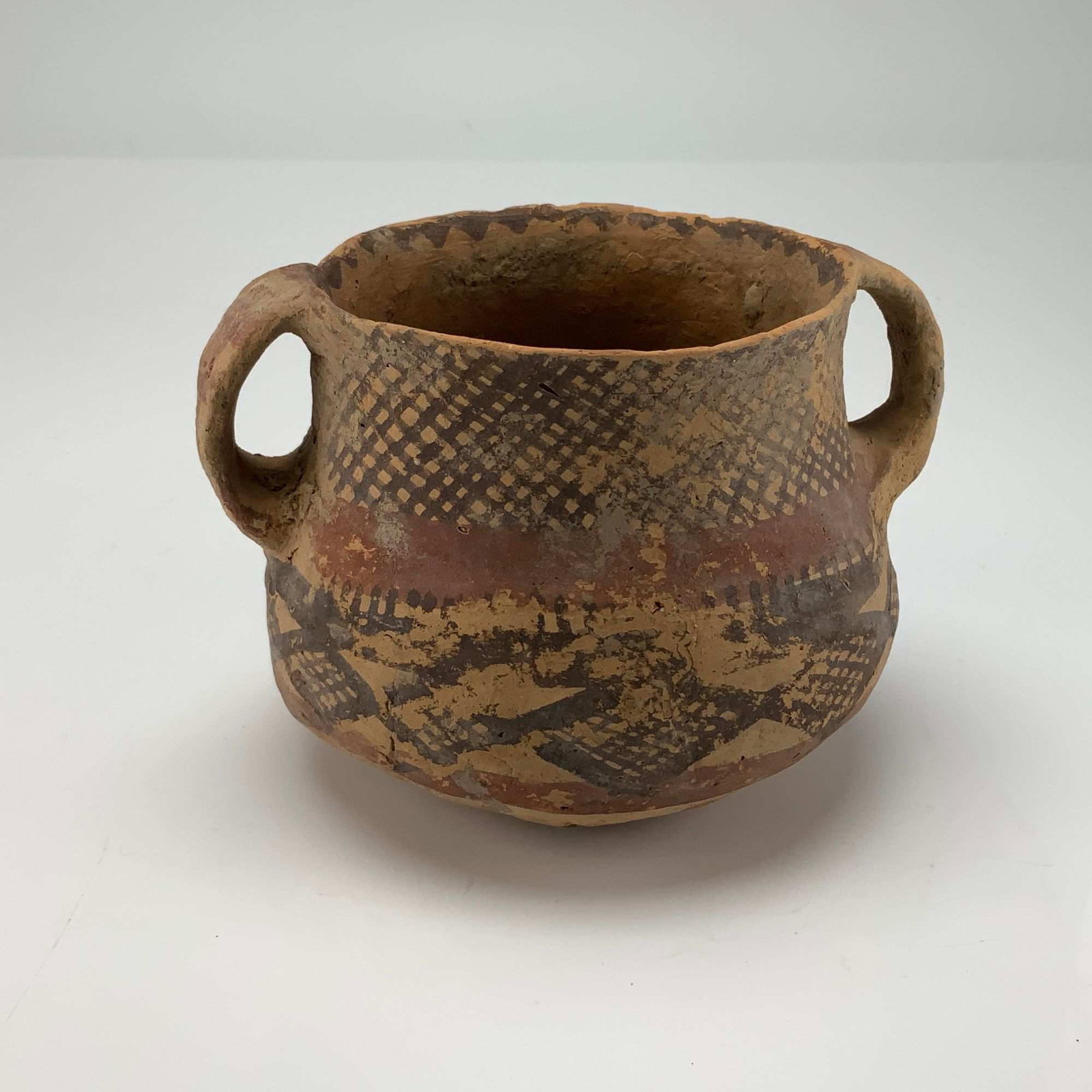 Pre-Columbian Style Polychrome Two-Handled Ceramic Bowl (1 of 3)