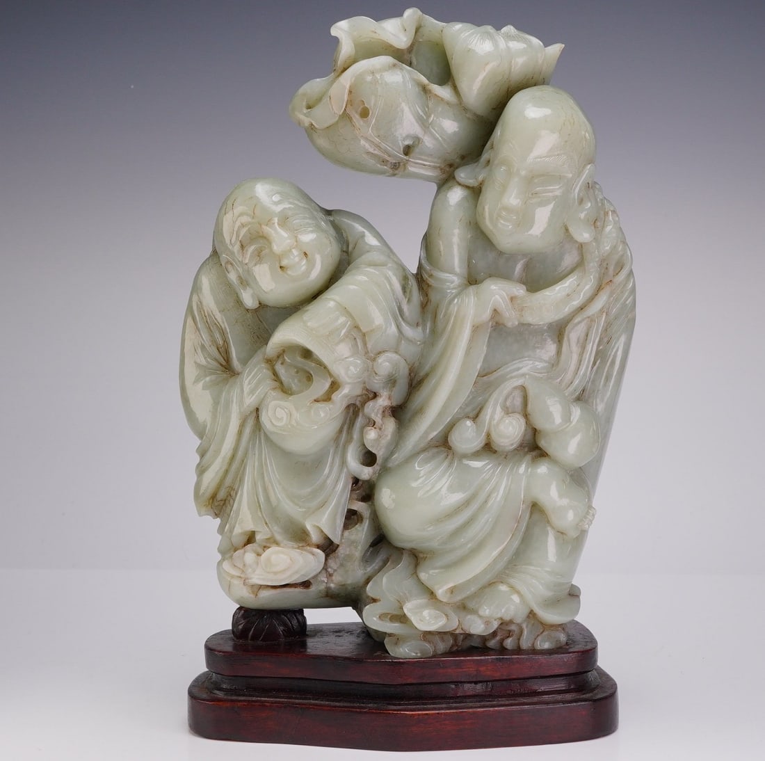 Qing Dynasty Large Celadon Jade Figural Group (1 of 3)
