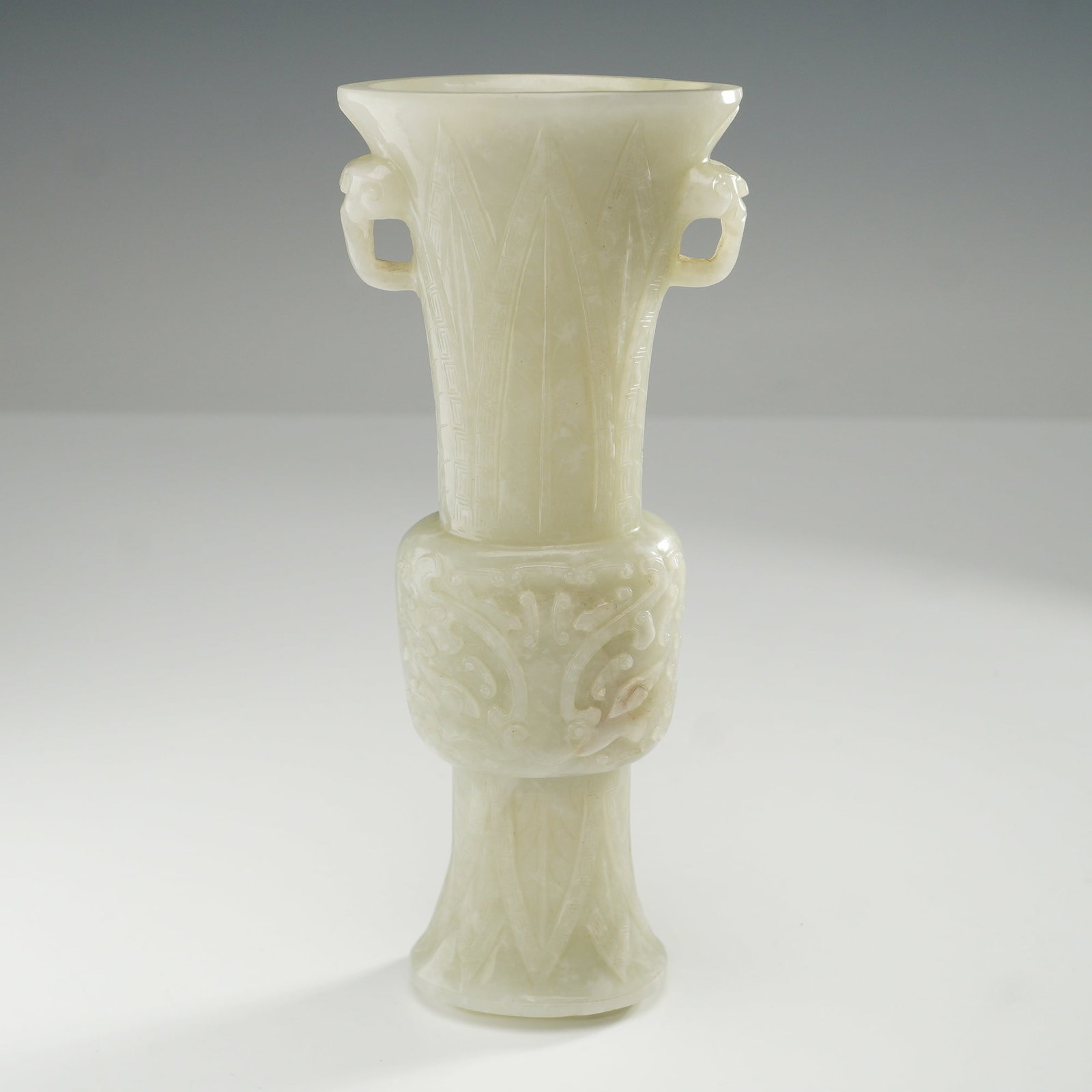 Chinese Carved Nephrite Jade Gu Vase (1 of 6)