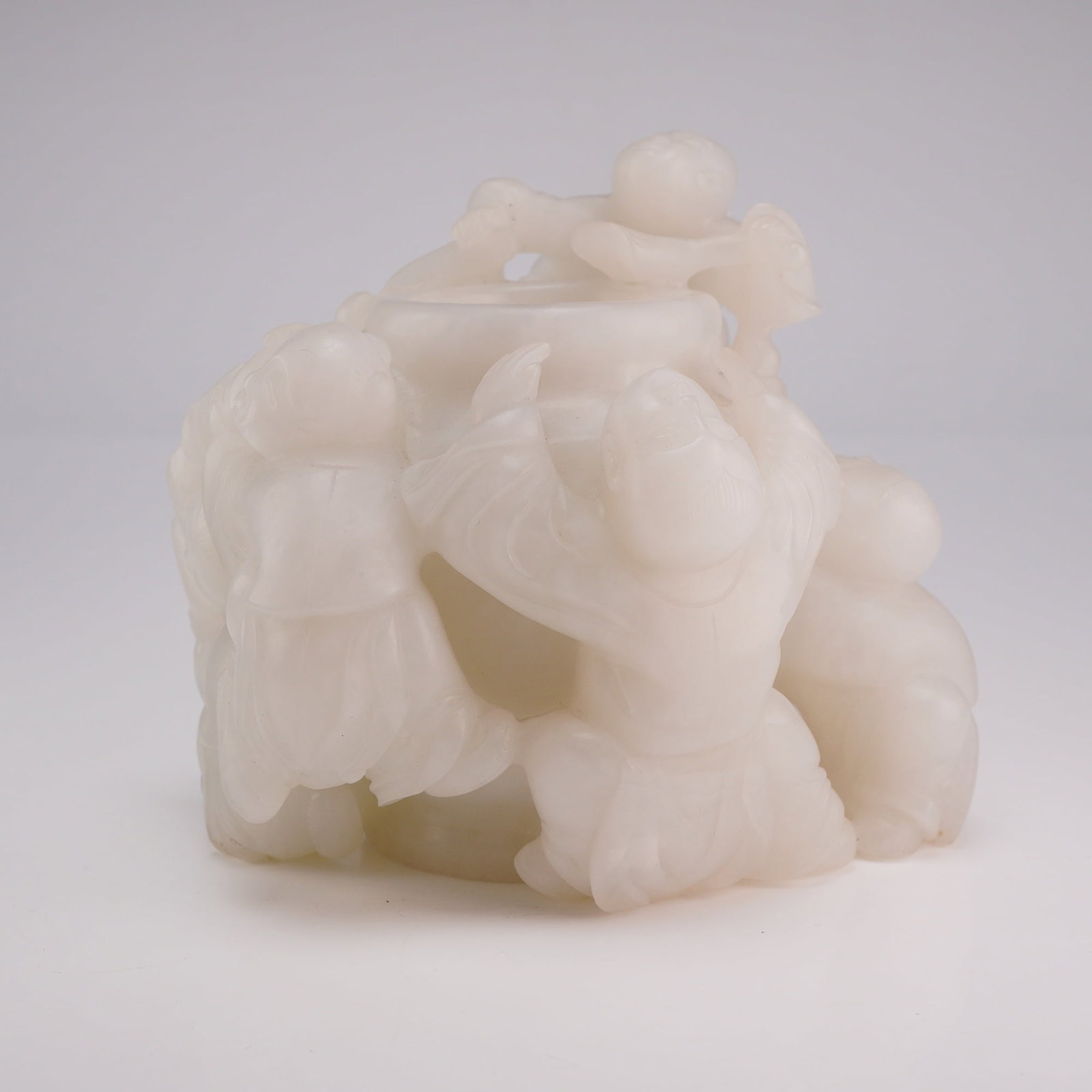 Chinese White Jade Brush Washer with Children (1 of 3)
