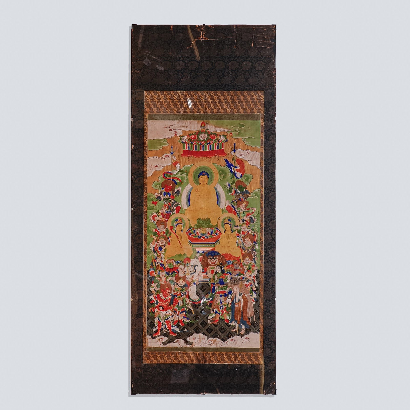 19th Century Tibetan Thangka Depicting Buddha, Tempera on Silk & Cotton (1 of 8)