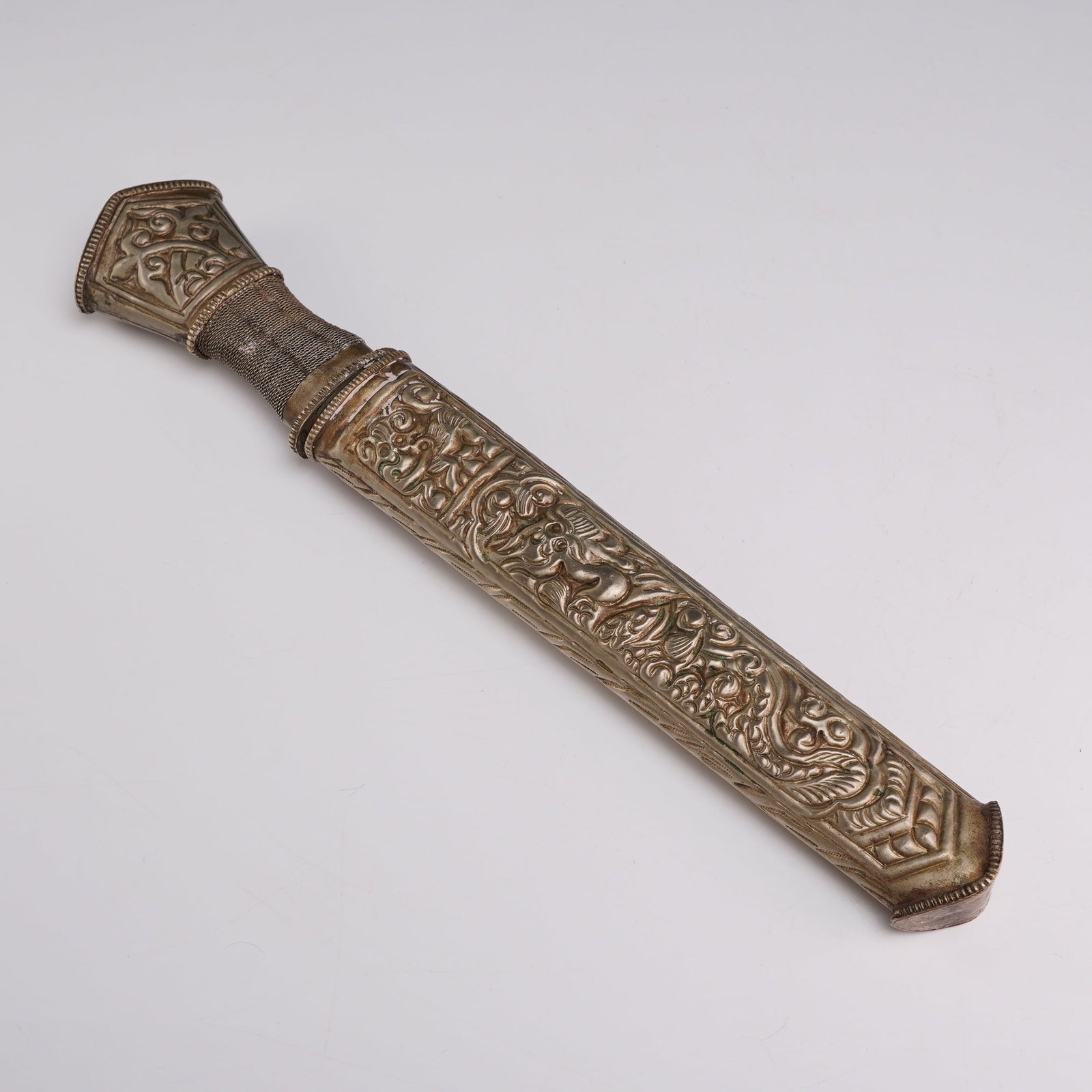 Islamic Style Dagger with Embossed Metal Scabbard (1 of 3)
