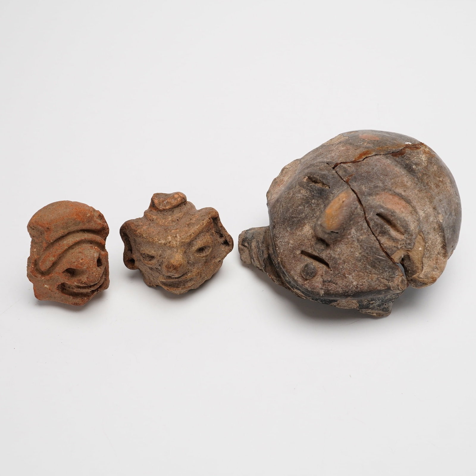 Three Pre-Columbian Style Terracotta Head Fragments (1 of 4)