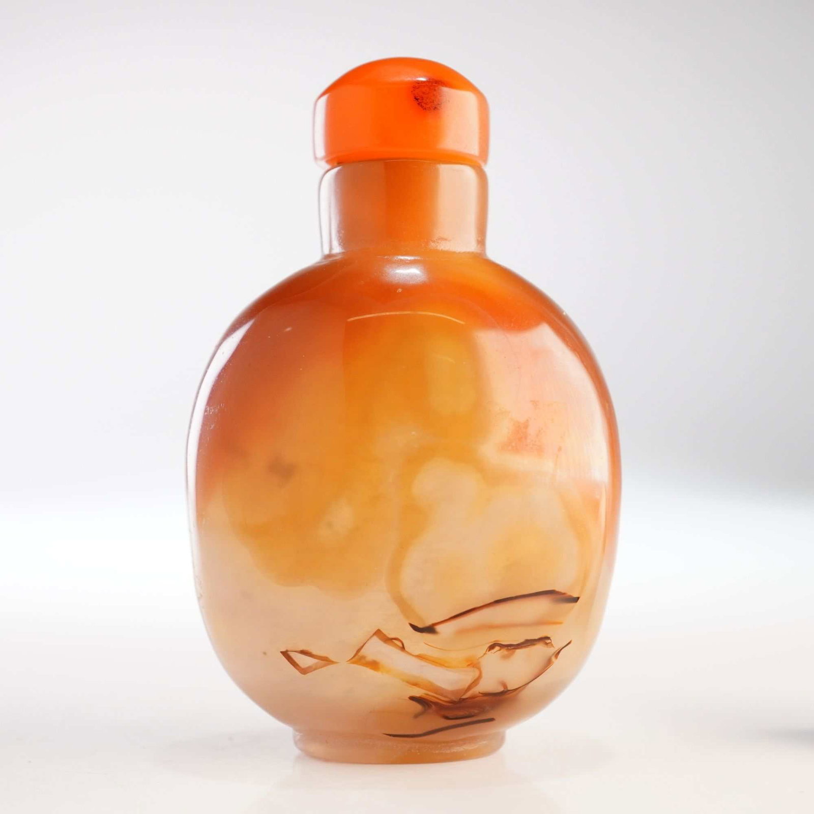 Banded Agate Snuff Bottle, Brown, Tan, and Black (1 of 4)