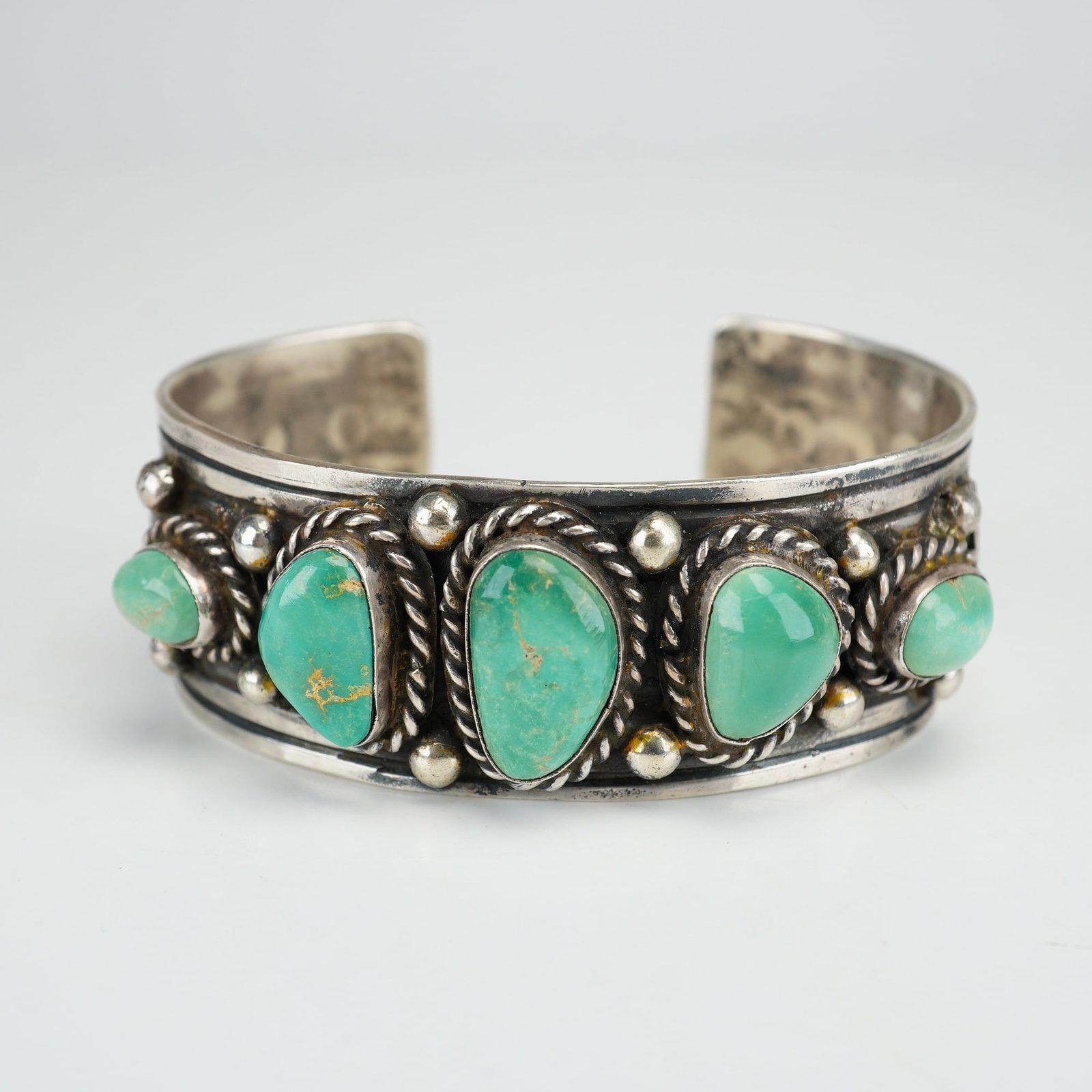 Native American Sterling Silver and Turquoise Cuff Bracelet (1 of 4)