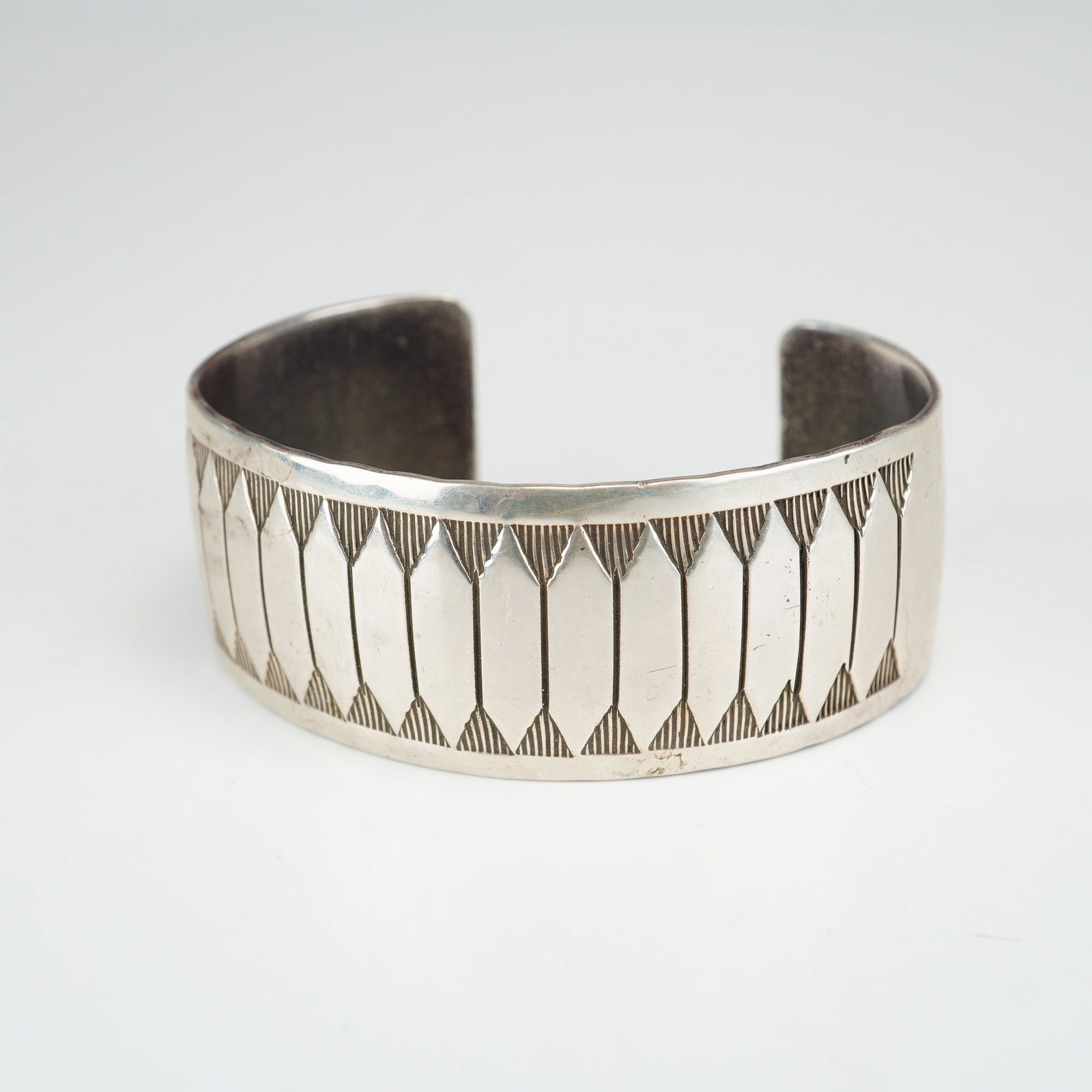 Rick Werito Navajo Sterling Silver Hand Stamped Native American Cuff Bracelet (1 of 3)