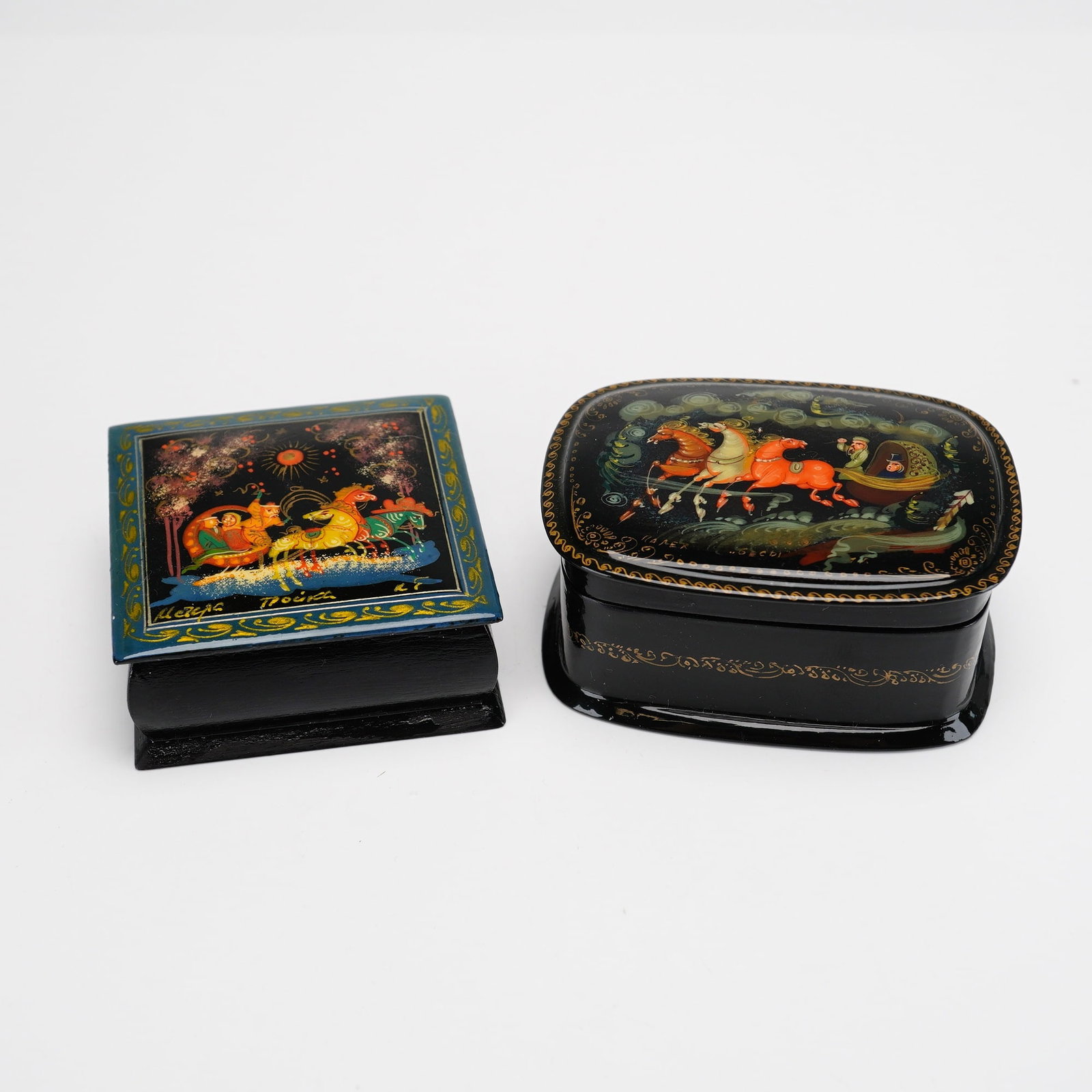 2pc Russian Russian Lacquer Trinket Boxes (1 of 5)