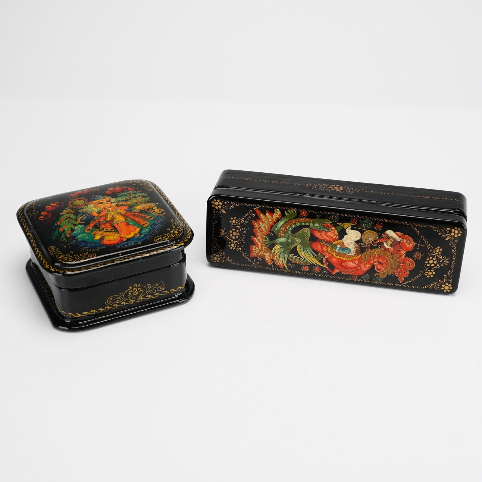 2pc Russian Lacquer Jewelry Boxes (1 of 4)