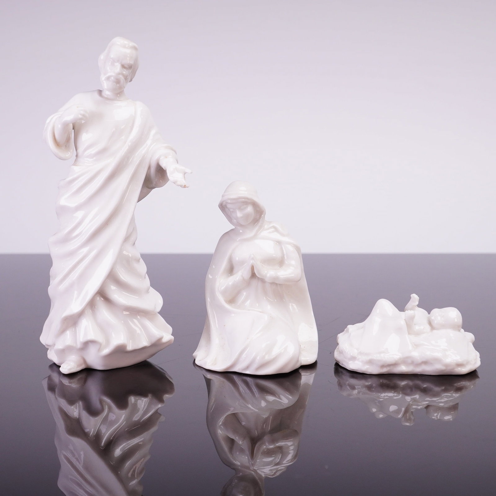 Trio of Royal Doulton White Glazed Nativity Figures (1 of 3)