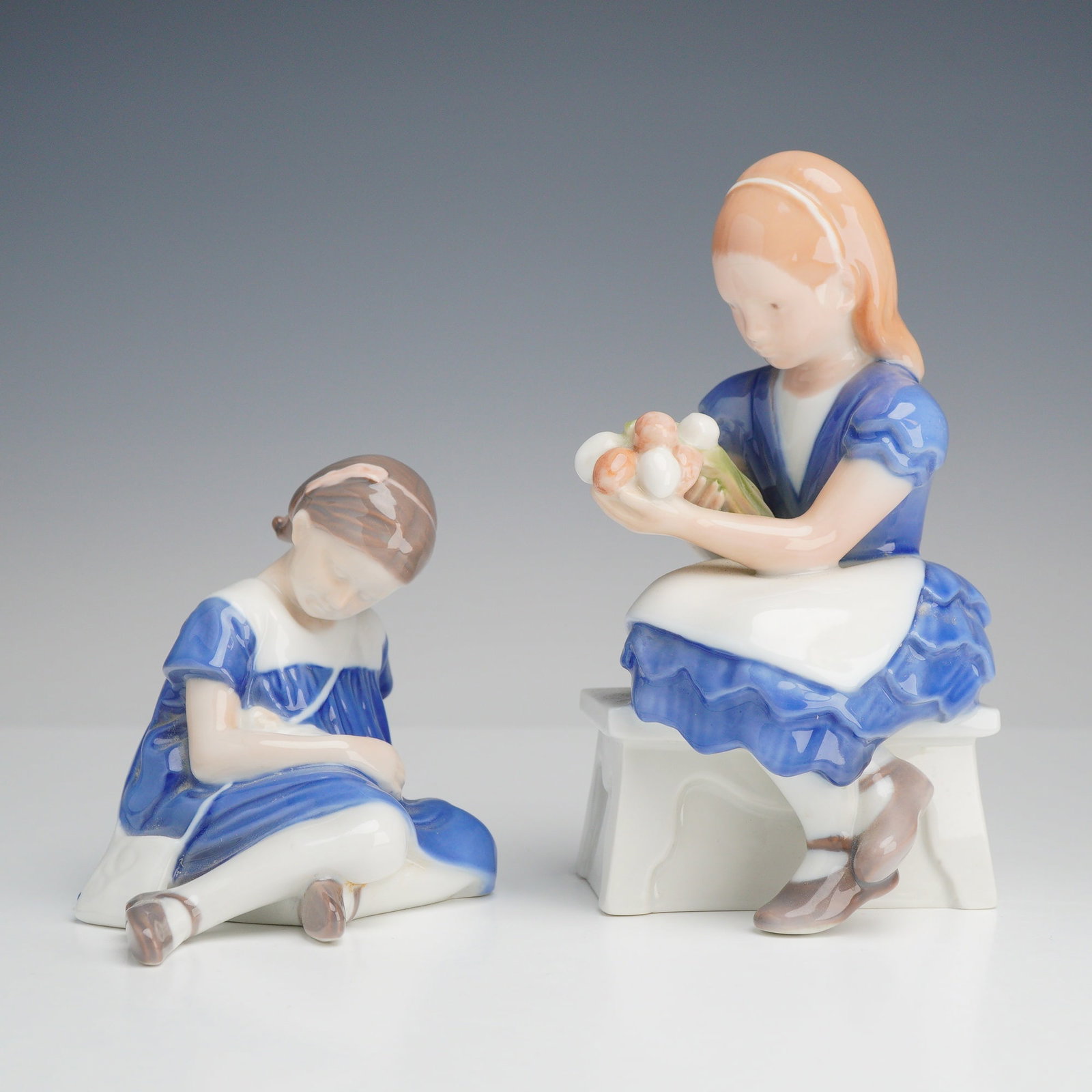 2pc Bing and Grondahl Porcelain Figurines, Girl with Doll 1526 and Idas Flowers 2298 (1 of 3)