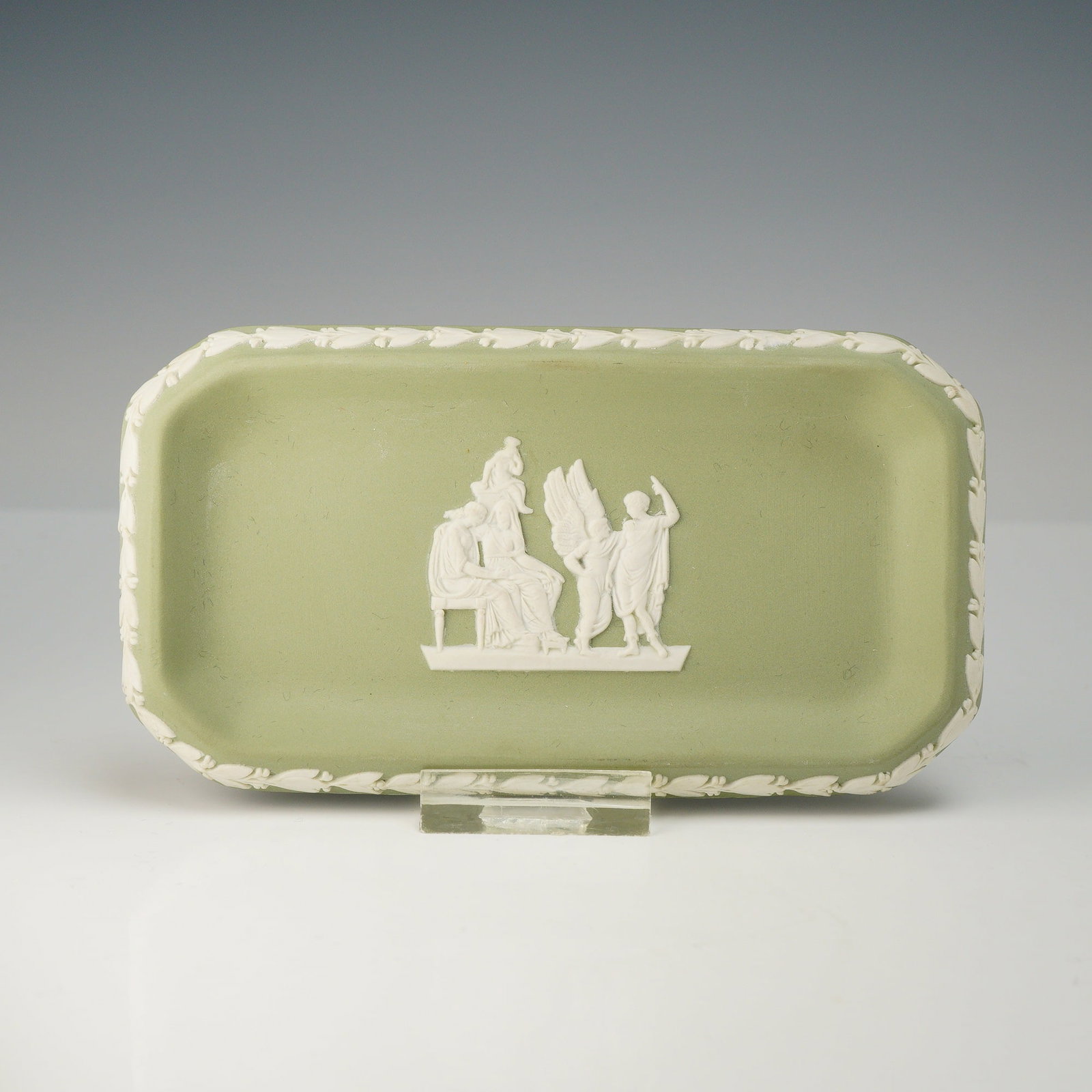 Wedgwood Sage Green Jasperware Oblong Sweet Dish (1 of 4)