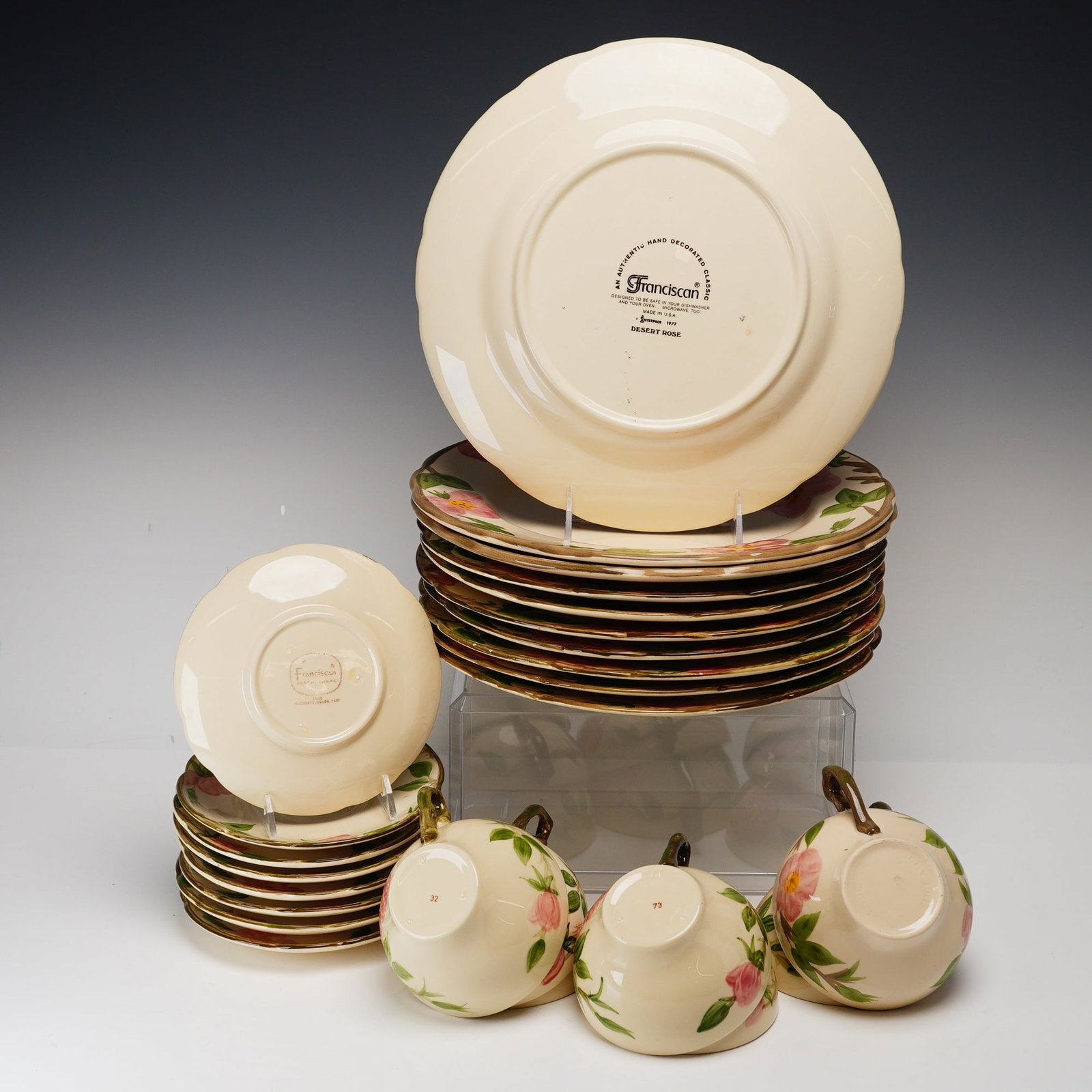26pc Franciscan Desert Rose Pattern Earthenware Dinnerware Set - 3