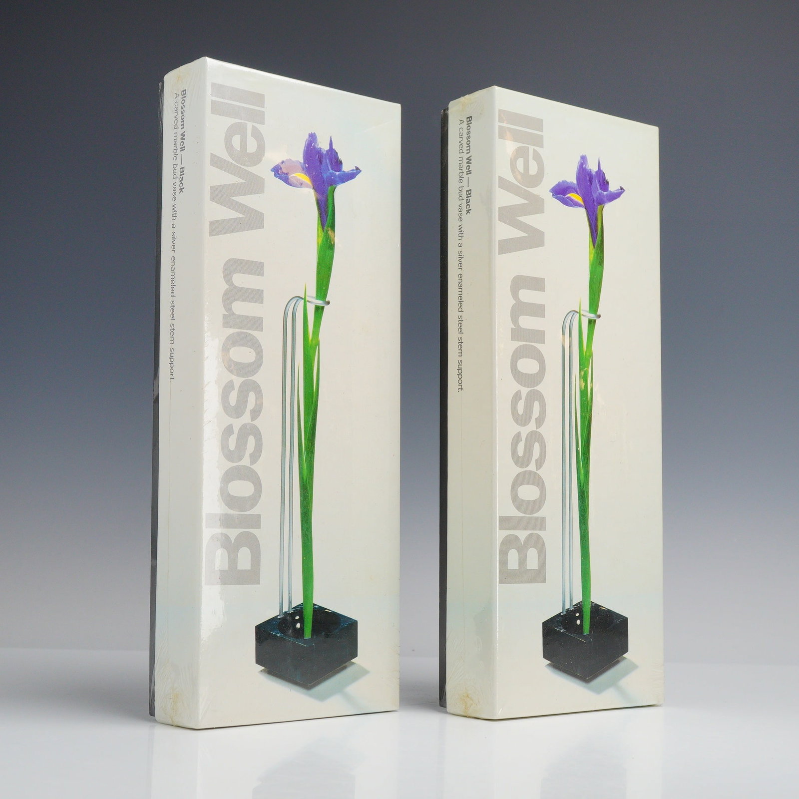 Two Boxed Peter Hewitt Blossom Well Black Marble Bud Vases (1 of 3)