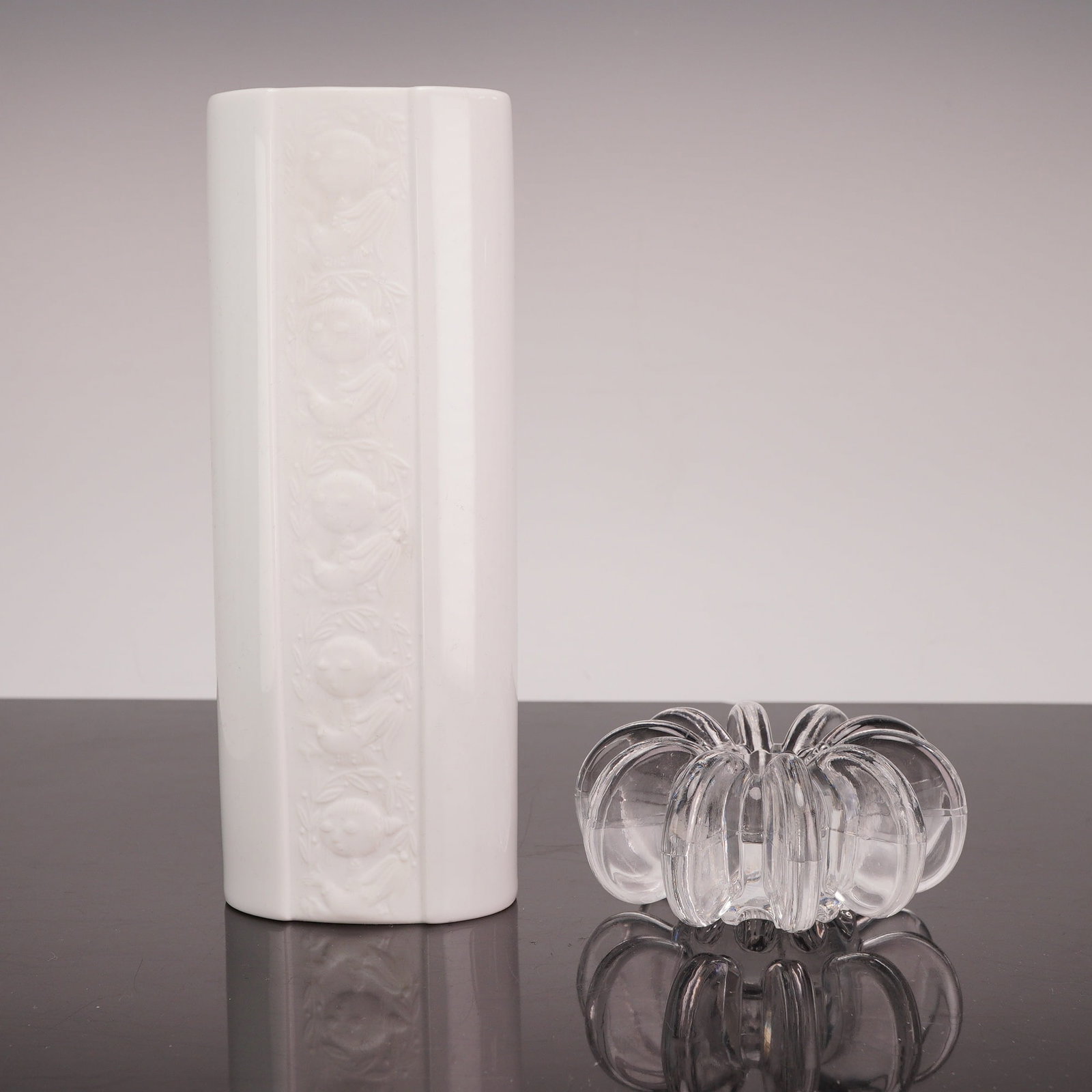 2pc Rosenthal Studio-Linie Bjorn Wiinblad Relief Vase and Glass Candle Holder (1 of 4)