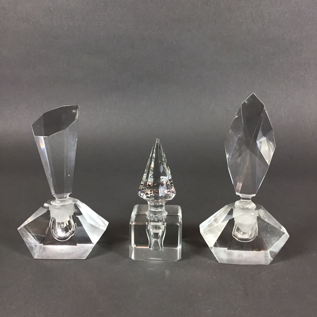 3pc Art Deco Styled Lead Crystal Scent Bottles with Stoppers (1 of 6)