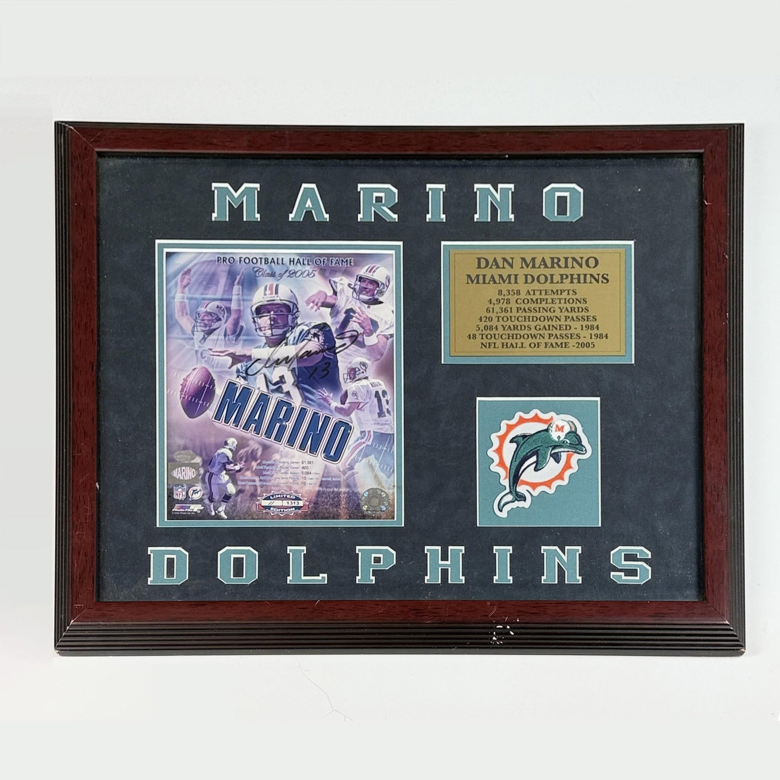Dan Marino Autographed Framed Miami Dolphins Hall of Fame Commemorative Display (1 of 4)