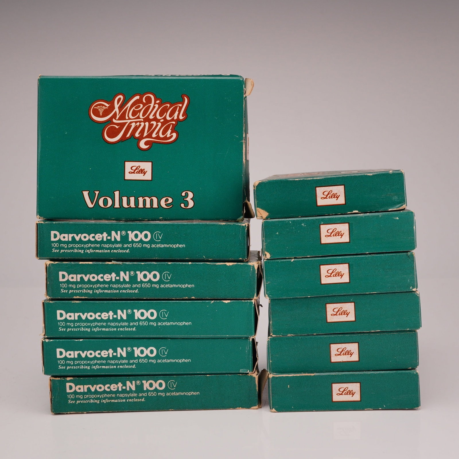 12pc Eli Lilly and Company Medical Trivia Promotional Card Games: This collection consists of a set of 12 Eli Lilly and Company Medical Trivia Volume 3 promotional card games produced for healthcare professionals. Each individual game is housed in its original box f