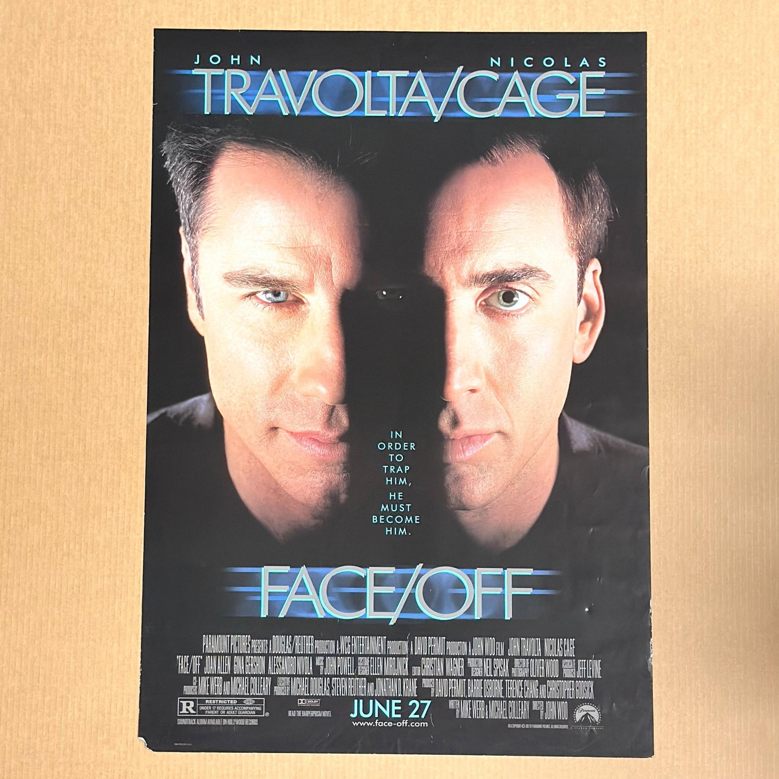 Original Double-Sided Teaser One-Sheet Movie Poster Face/Off, John Travolta, Nicolas Cage (1 of 3)