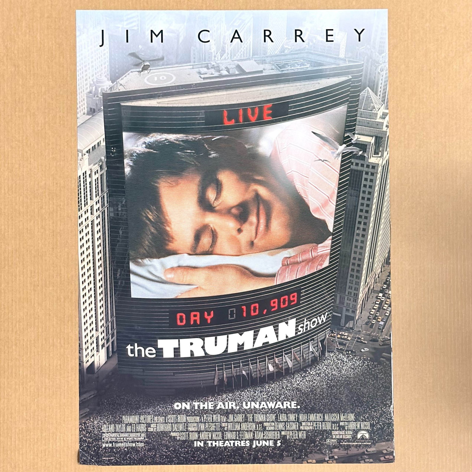 Original Double-Sided Teaser One-Sheet Movie Poster, The Truman Show Starring Jim Carrey/Peter Wier (1 of 3)