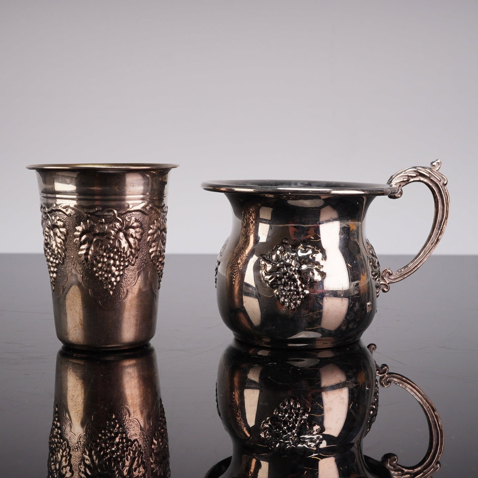 2pc Judaica 925 Sterling Silver Kiddush Cup and Silverplated Mug (1 of 1)