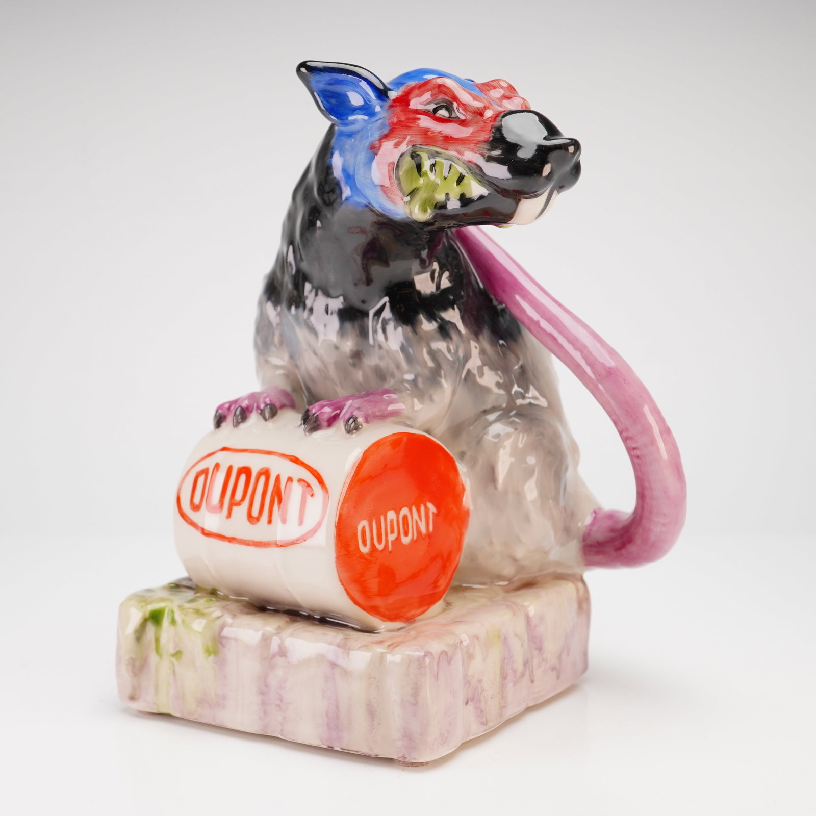 Kevin Francis Banksy Street Art Collection Corporate Toxic Rats Prototype Figurine: This ceramic figurine is part of the Kevin Francis Street Art Collection and is titled Corporate Toxic Rats. It is a unique 1/1 artist-decorated original created by Victoria Bourne and dated February 