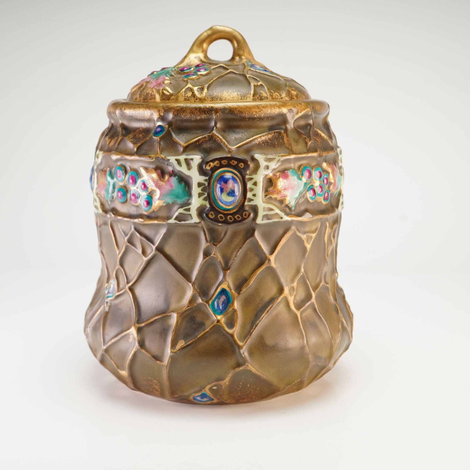 Art Nouveau Nippon Porcelain Hand Painted Tobacco Jar with Lid (1 of 4)