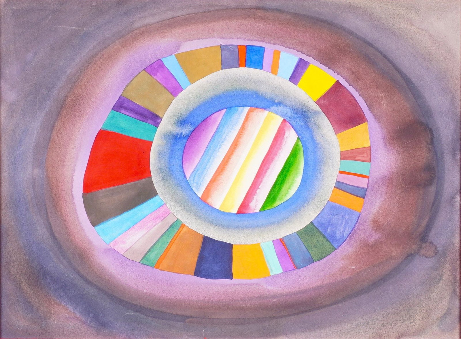 Amaranth Roslyn Ehrenhalt (American, 1928-2021) Watercolor on Paper Painting, Signed: This abstract watercolor on heavyweight wove paper is a vibrant example of the lyrical abstraction practiced by American artist Amaranth Roslyn Ehrenhalt. Executed in 1979, the composition features a 