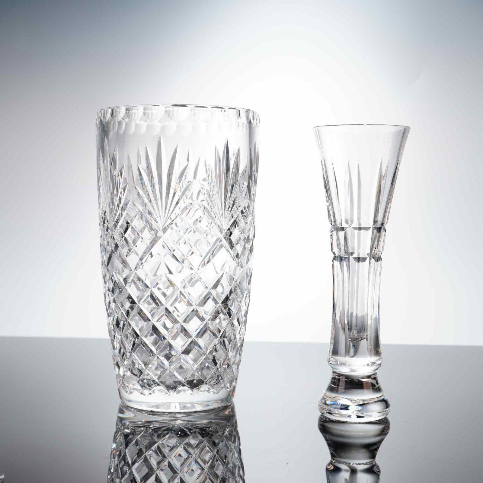 2pc Clear Crystal Vases, Crystal Clear Industries Essex and Waterford Glenmore (1 of 4)