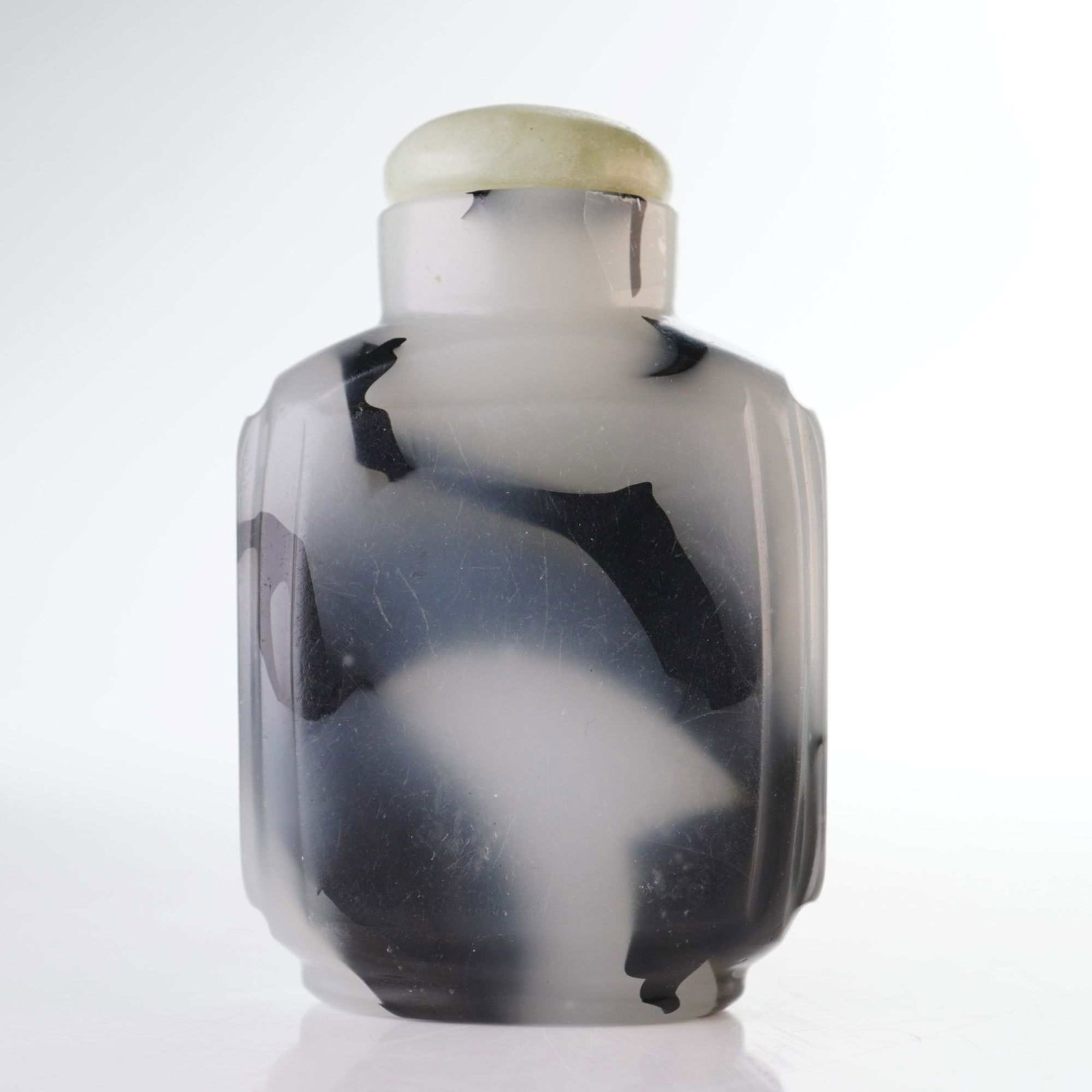Black and White Glass/ Faux Stone Snuff Bottle, Rectangular Form (1 of 4)