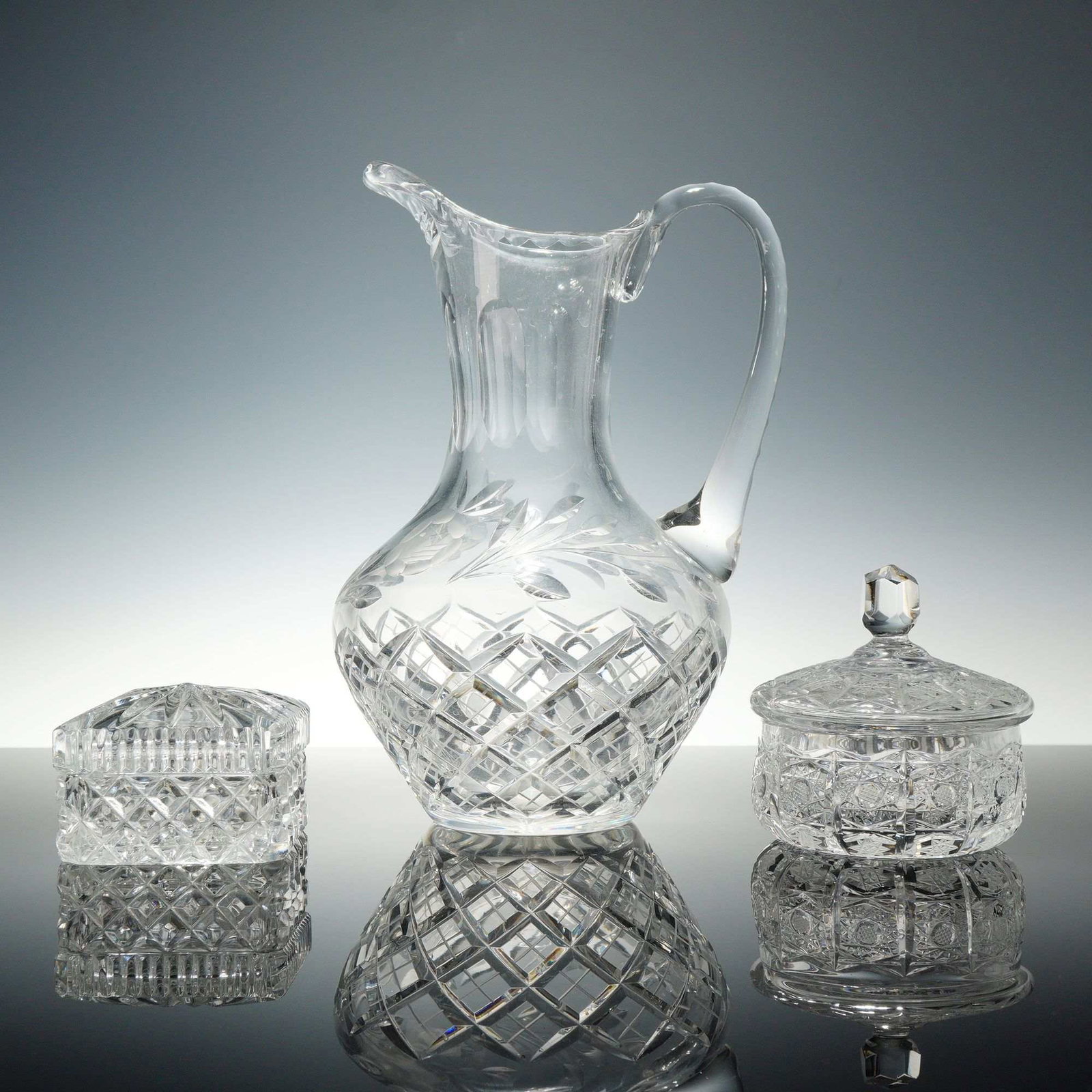3pc Vintage Cut Crystal Set, includes Jugoslavija Steklarna (1 of 4)