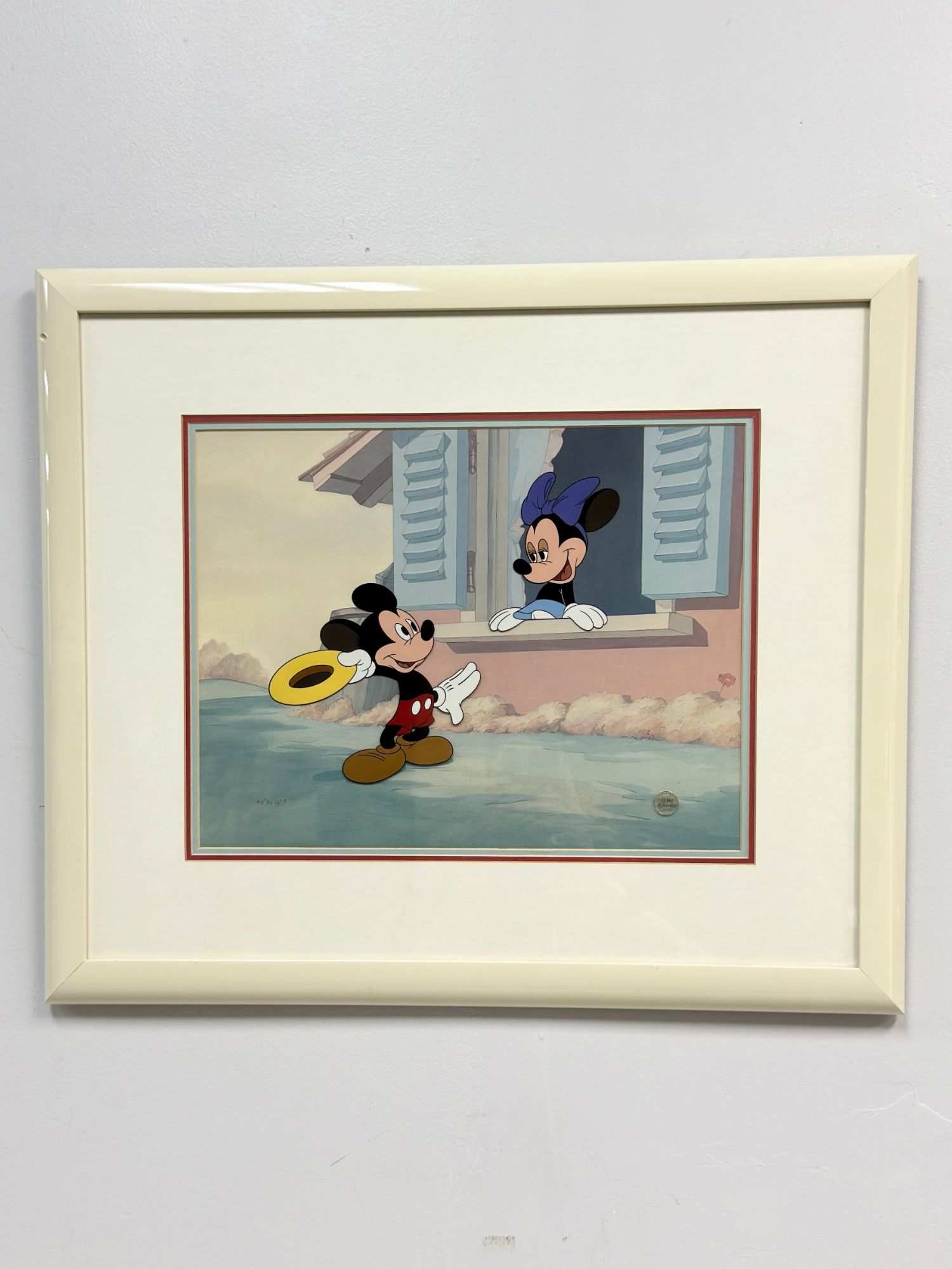 Walt Disney Limited Edition Hand-Painted Character Cel, The Little Whirlwind, Mickey Mouse 60th: This limited edition hand-painted character cel is part of the Mickey Mouse 60th Anniversary Commemorative Edition, released in 1988. The artwork depicts Scene 12 from the 1941 Disney animated short T