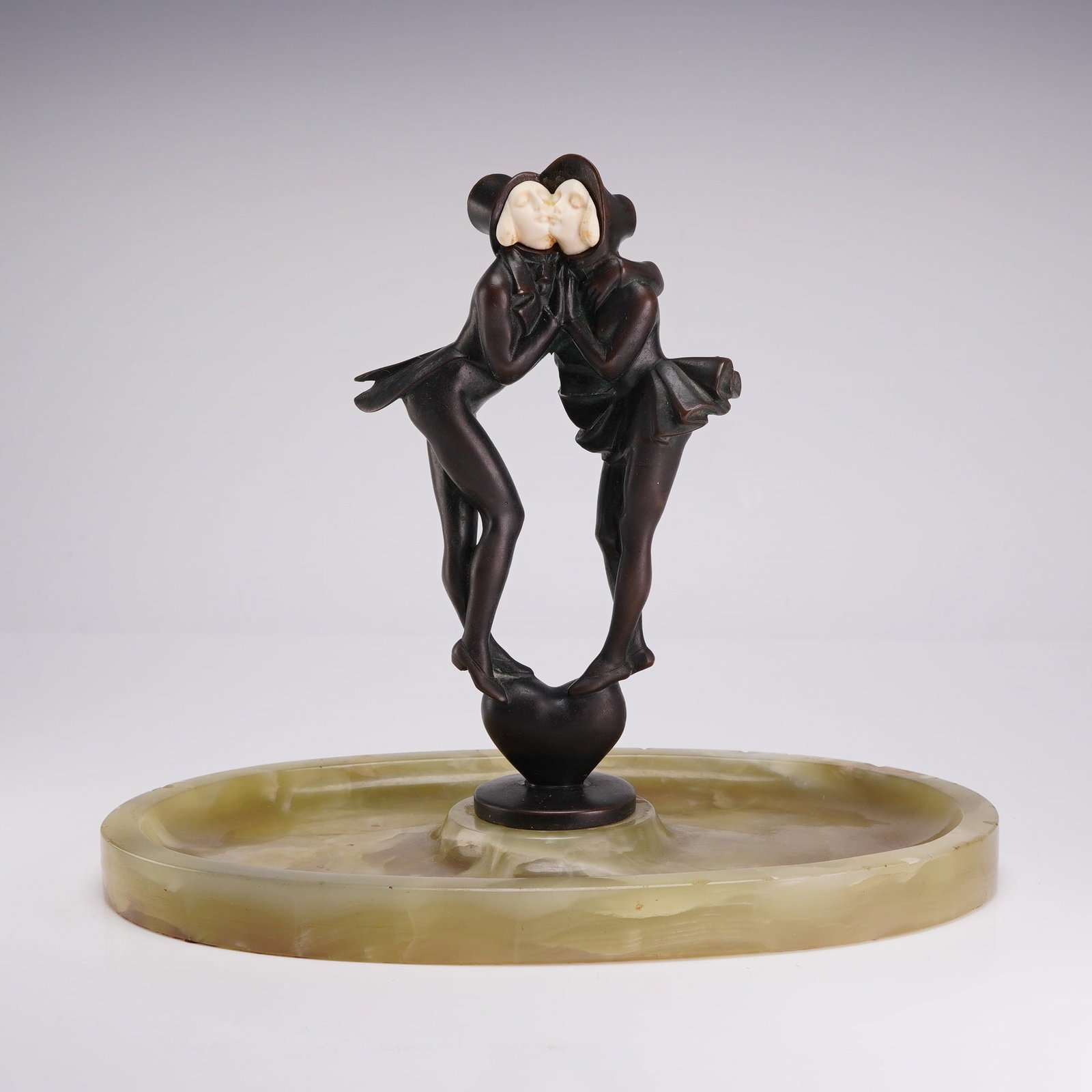 Peter Tereszczuk (Austrian, 1875-1963) Art Nouveau Bronze Vide-Poche on Onyx Base (1 of 4)