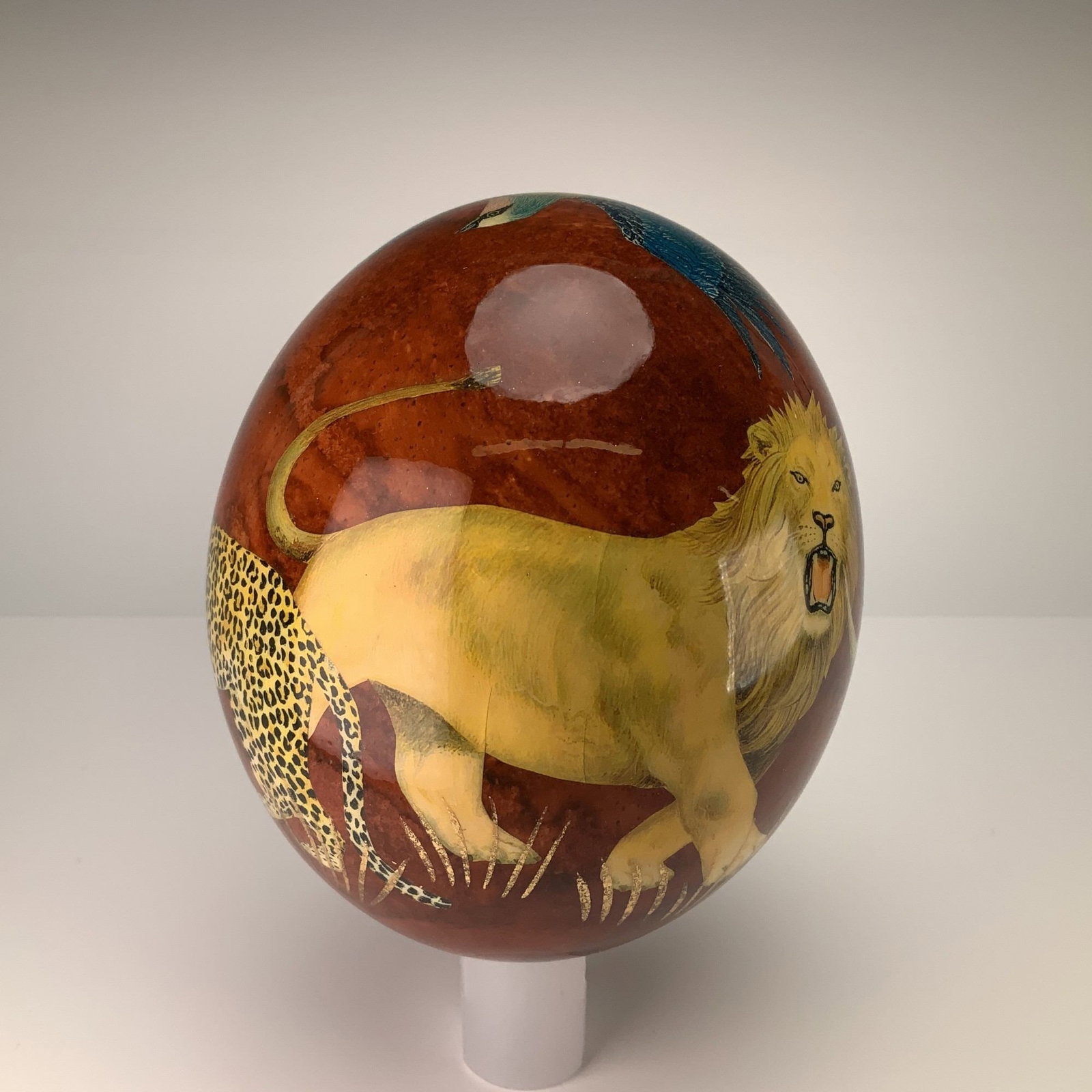 Decorative Ostrich Egg Featuring an African Wildlife Scene (1 of 4)