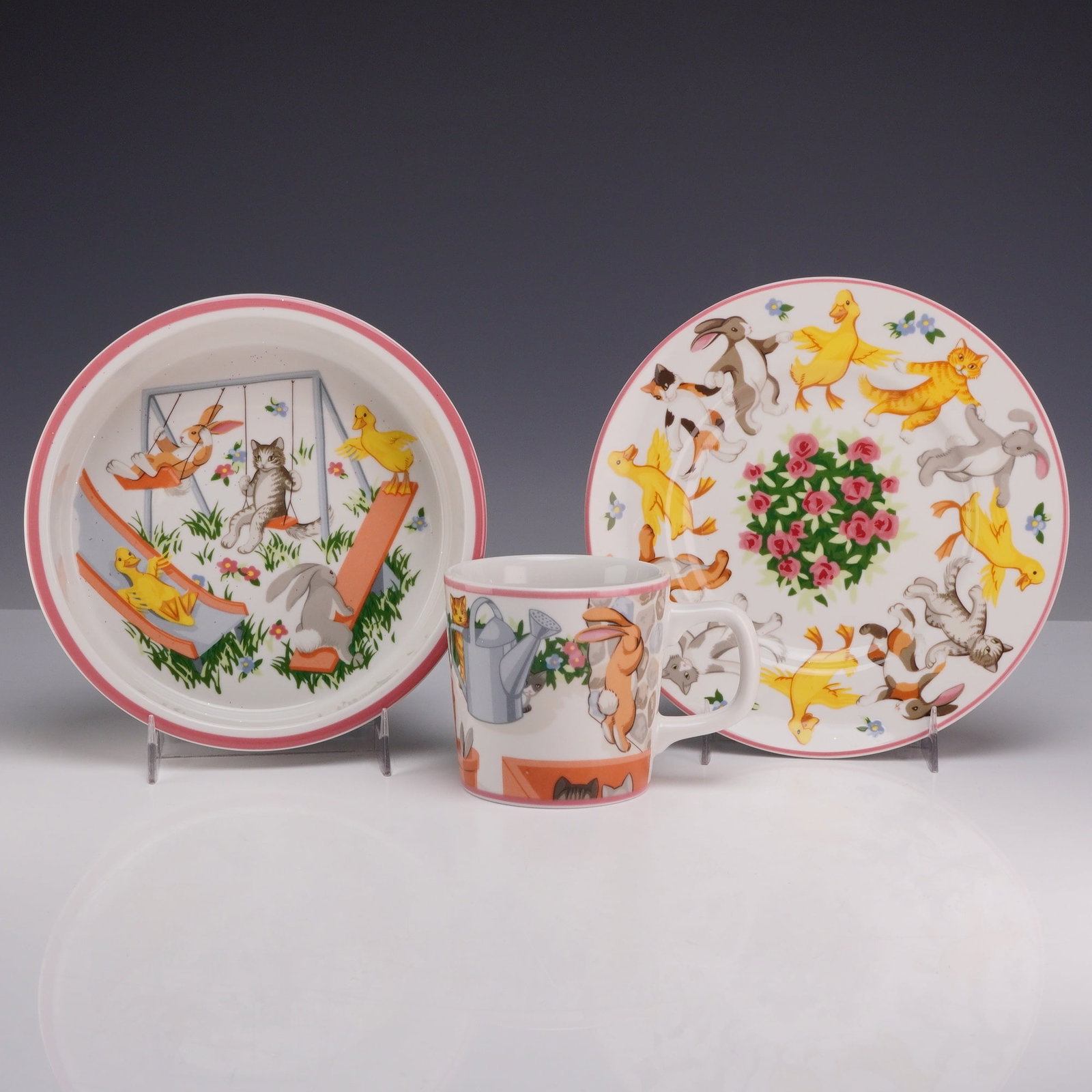 A Tiffany & Co. Three-Piece Child's Tiffany Playground Pattern Porcelain Set (1 of 3)