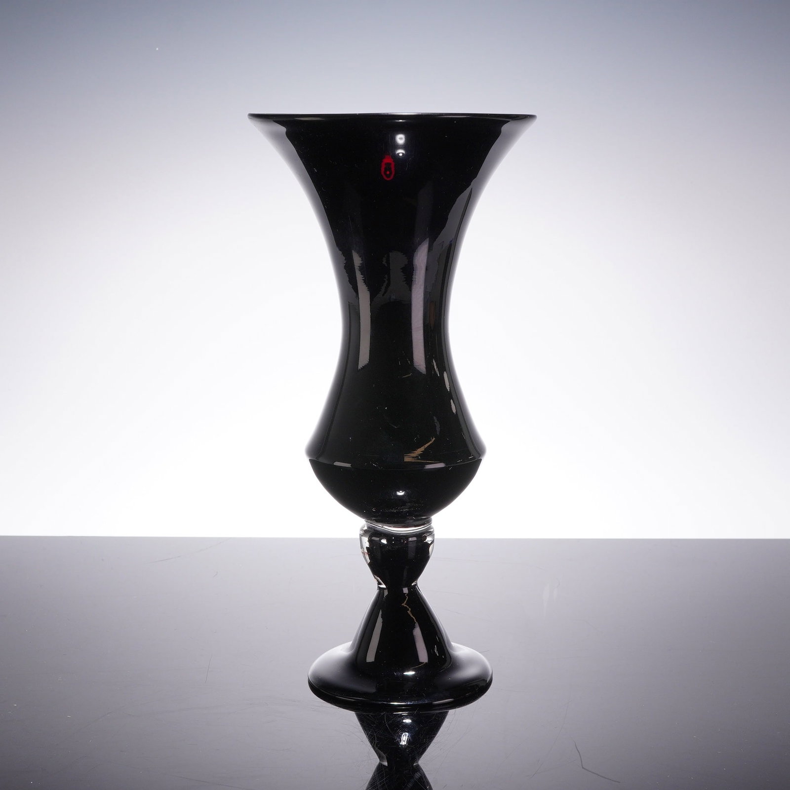 Black Amethyst Art Glass Footed Vase (1 of 3)