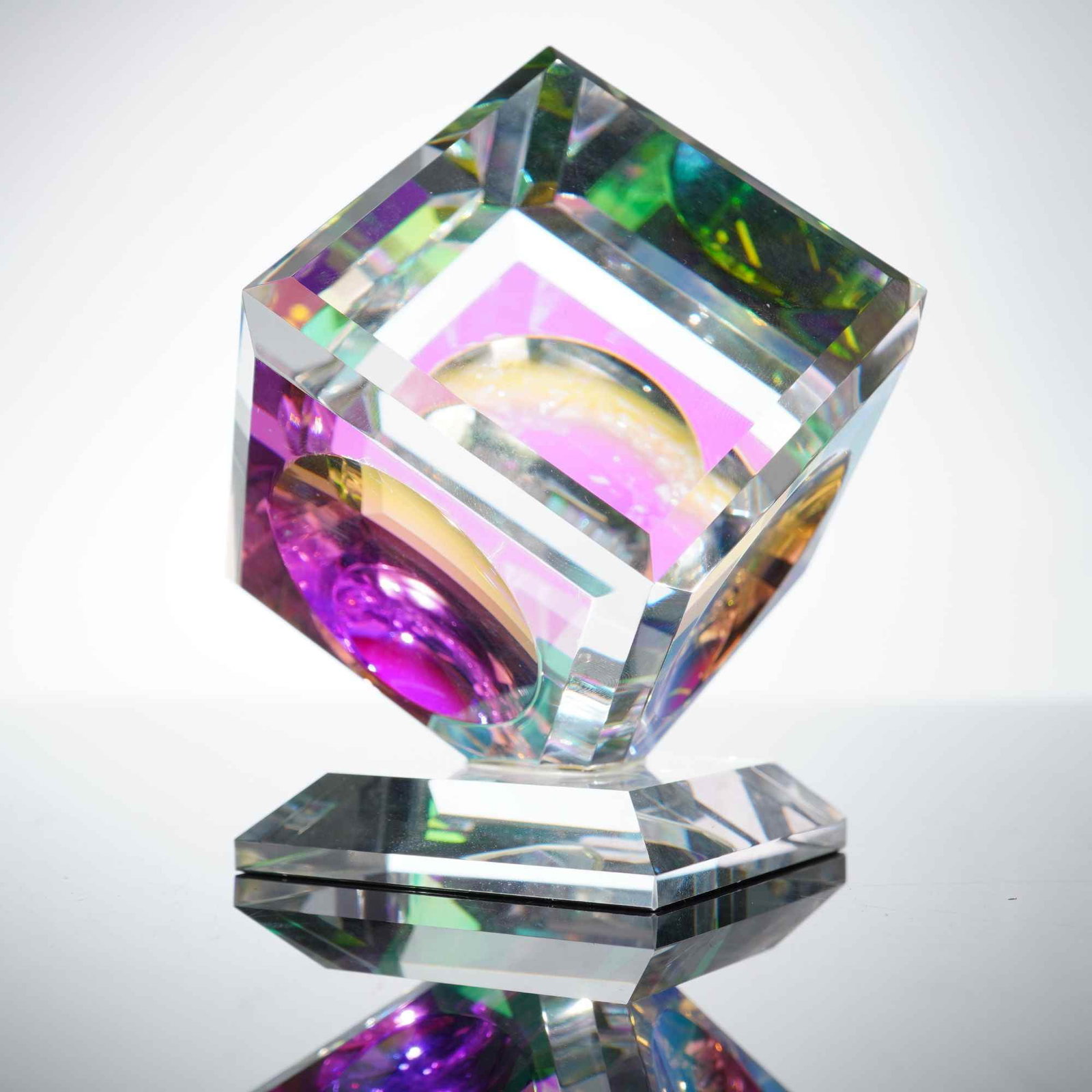 Harold Lustig Dichroic Optic Crystal Cube Figurine (1 of 3)