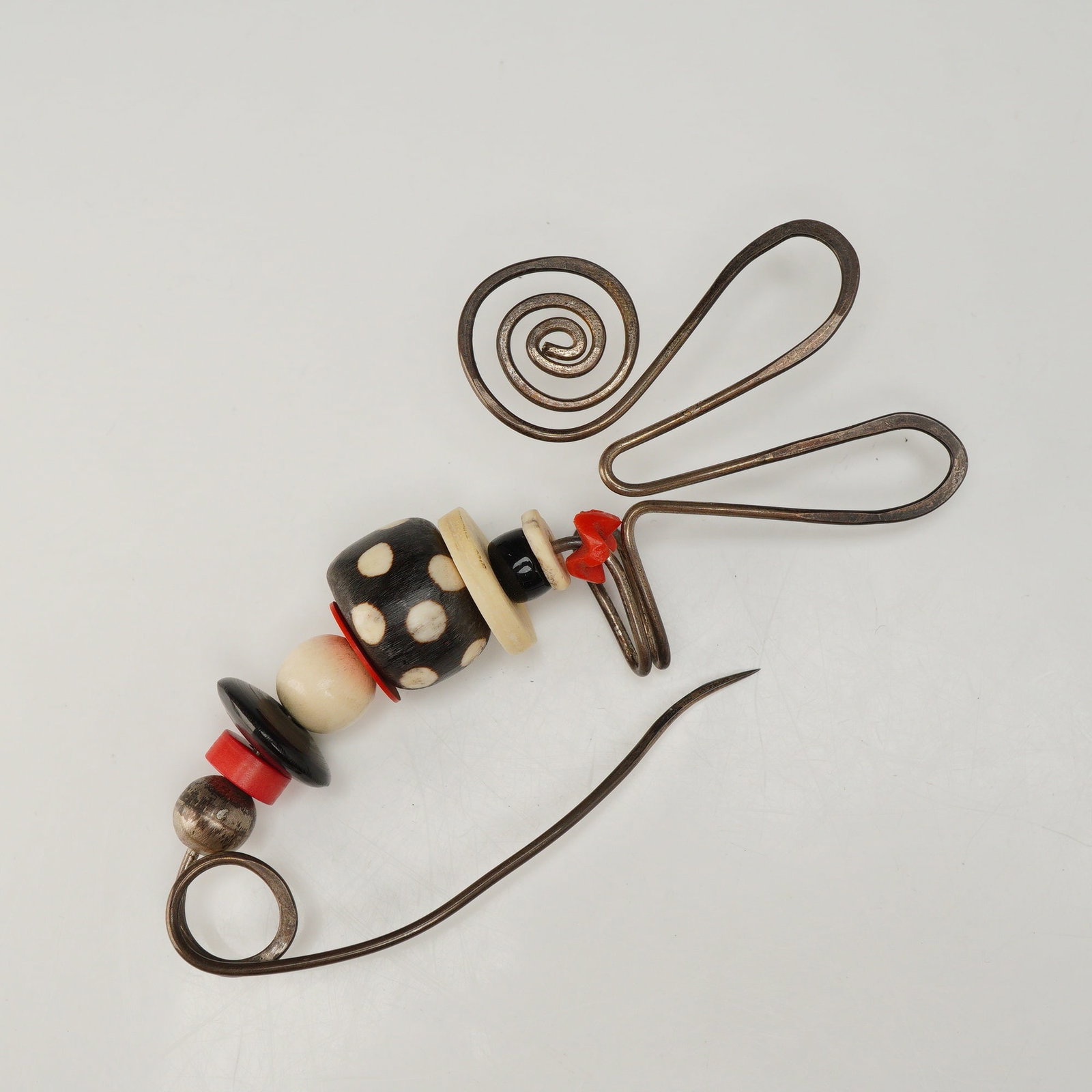 Ramona Solberg Sterling Silver Assemblage Brooch with Global Beads, Fibula (1 of 3)