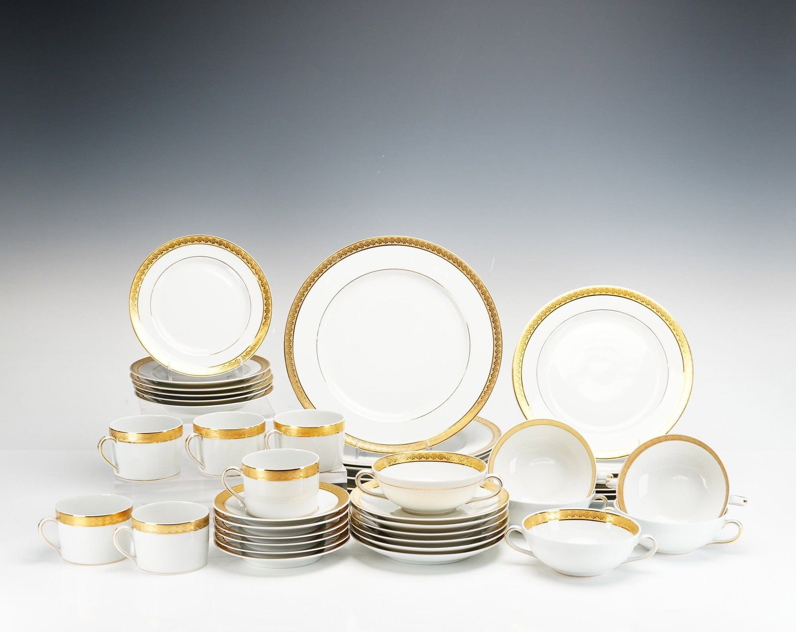 42 Piece Bernardaud Limoges France Porcelain Dinnerware Set, Service for 8, Rhapsody Pattern (1 of 3)