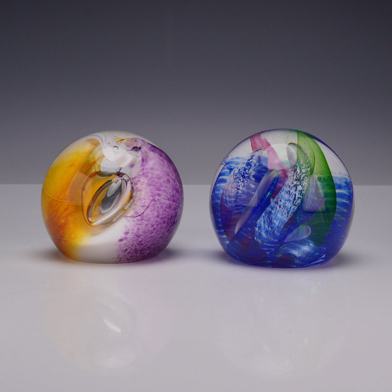 2pc Caithness Scotland Art Glass Paperweights, Fiesta and Neon (1 of 5)