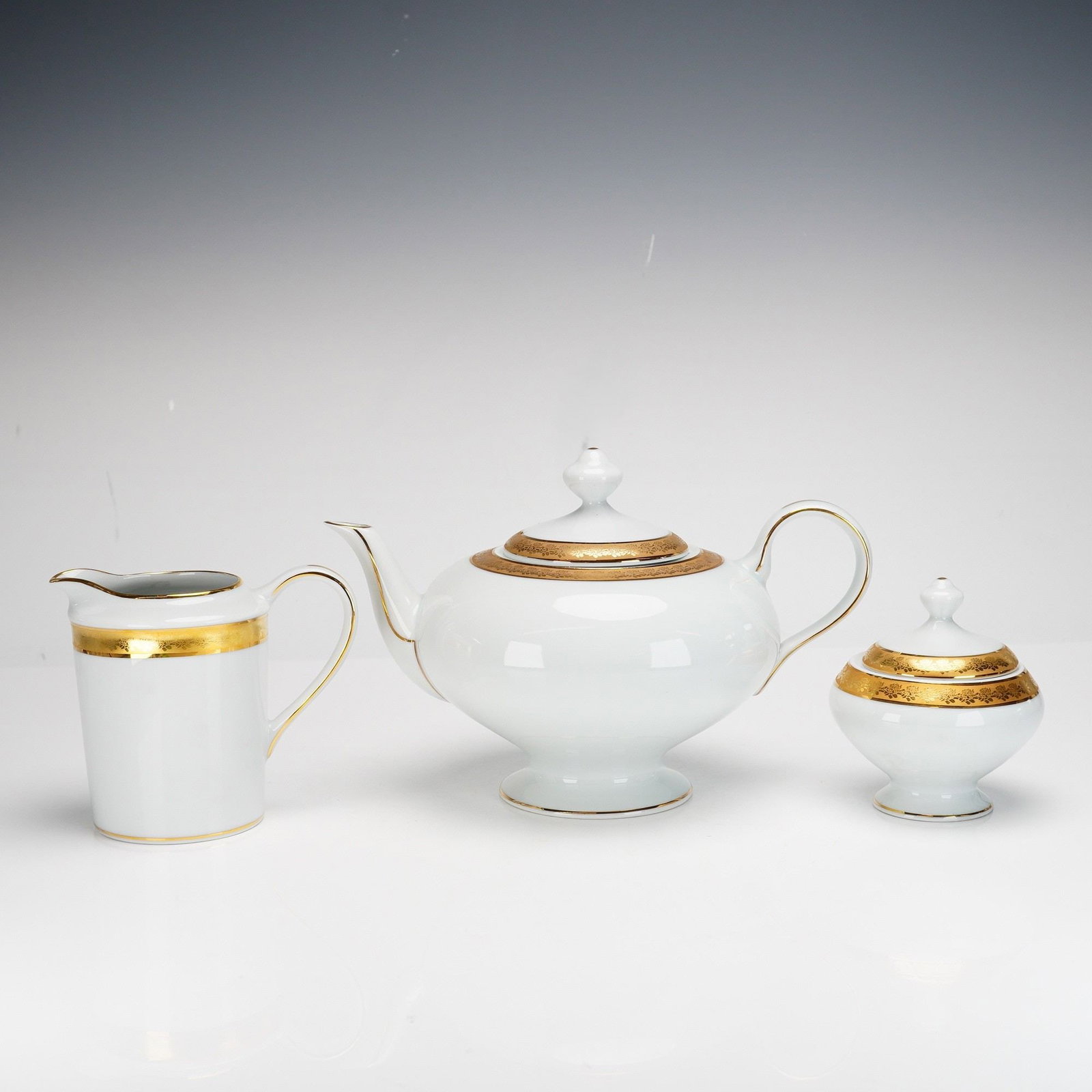 Three Piece Bernardaud Limoges Porcelain Tea Service, Rhapsody Pattern (1 of 3)