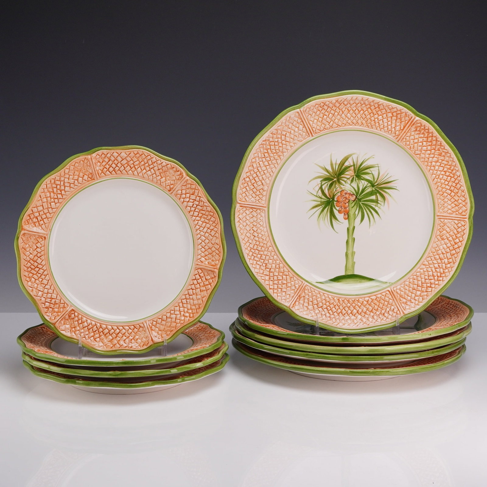 9pc Vietri Italian Dinner and Salad Plates, Oasi (1 of 4)