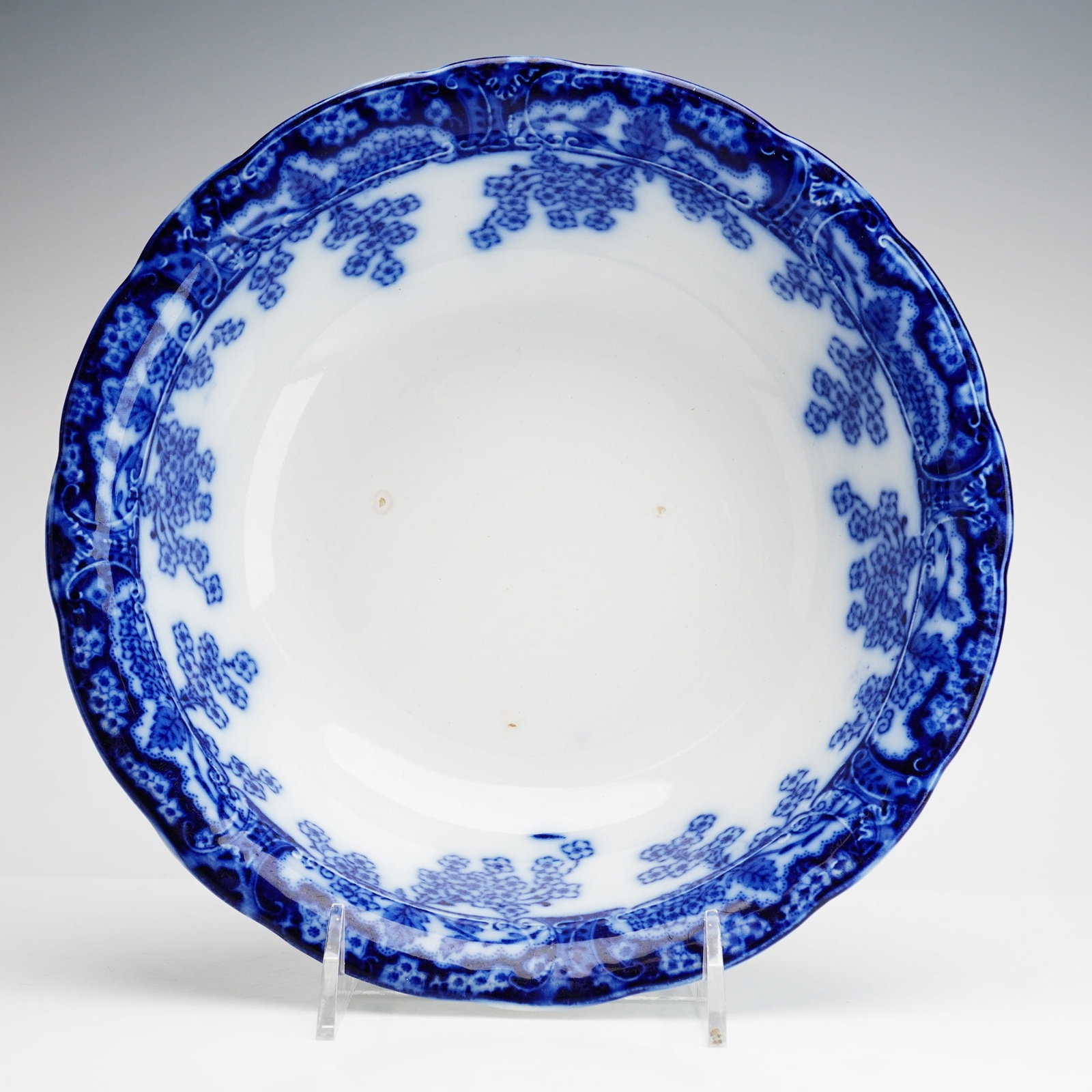 S.W. Dean Burslem Blossom Pattern Flow Blue Serving Bowl (1 of 3)