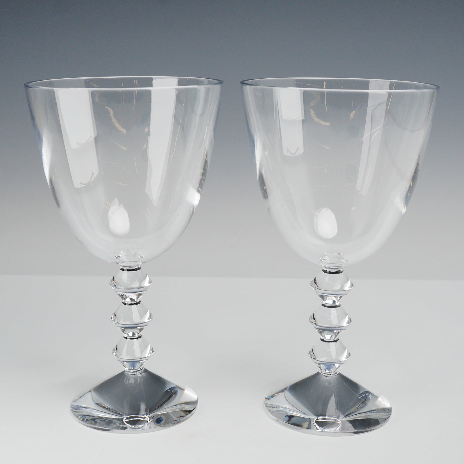 2pc Baccarat Vega Pattern Clear Crystal Stemmed Glass Goblets (1 of 5)