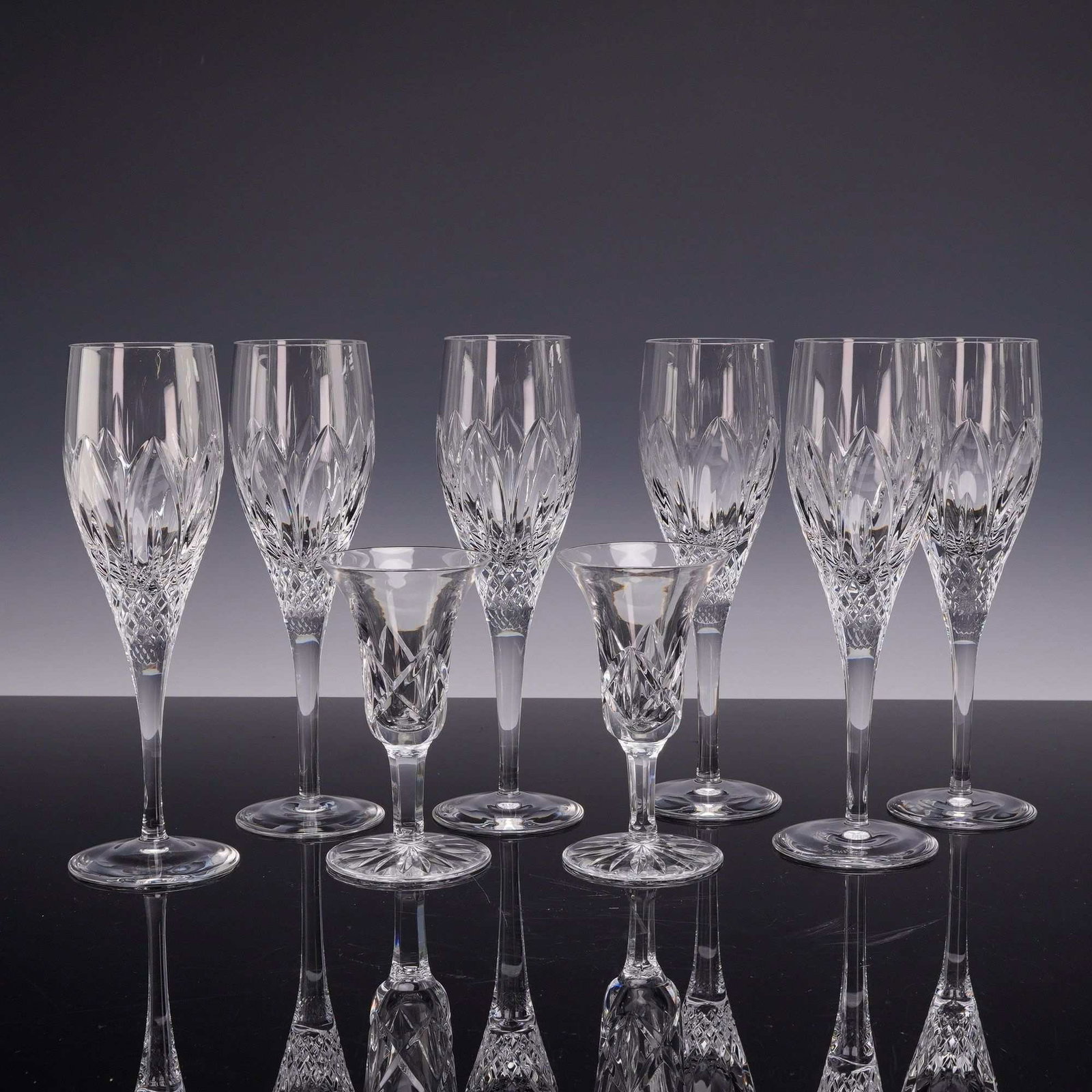 8pc Atlantis Cut Lead Crystal Glasses (1 of 4)