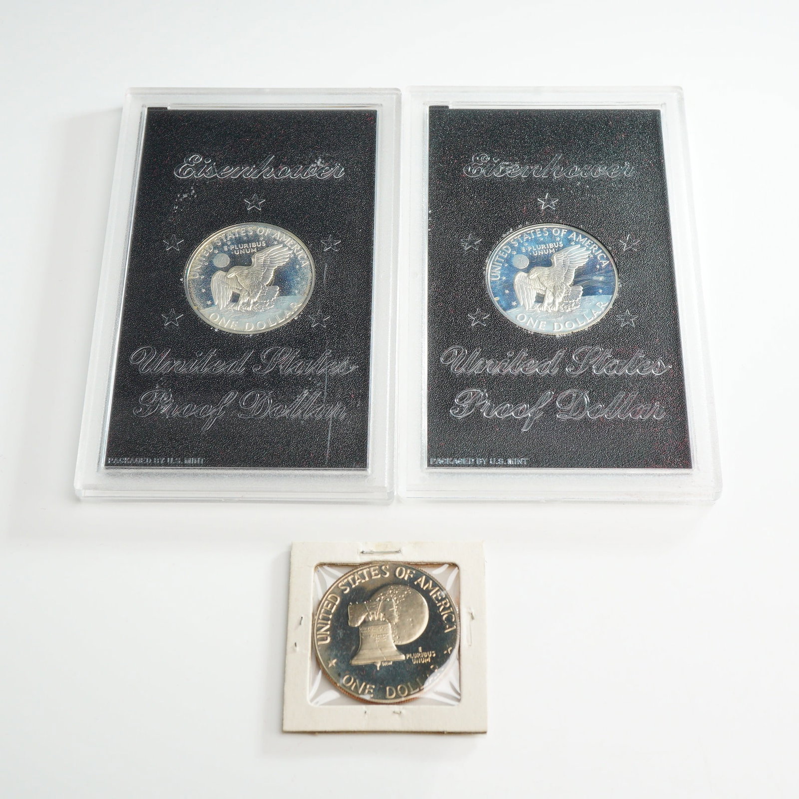 Three US Eisenhower Silver Proof Dollars - 2
