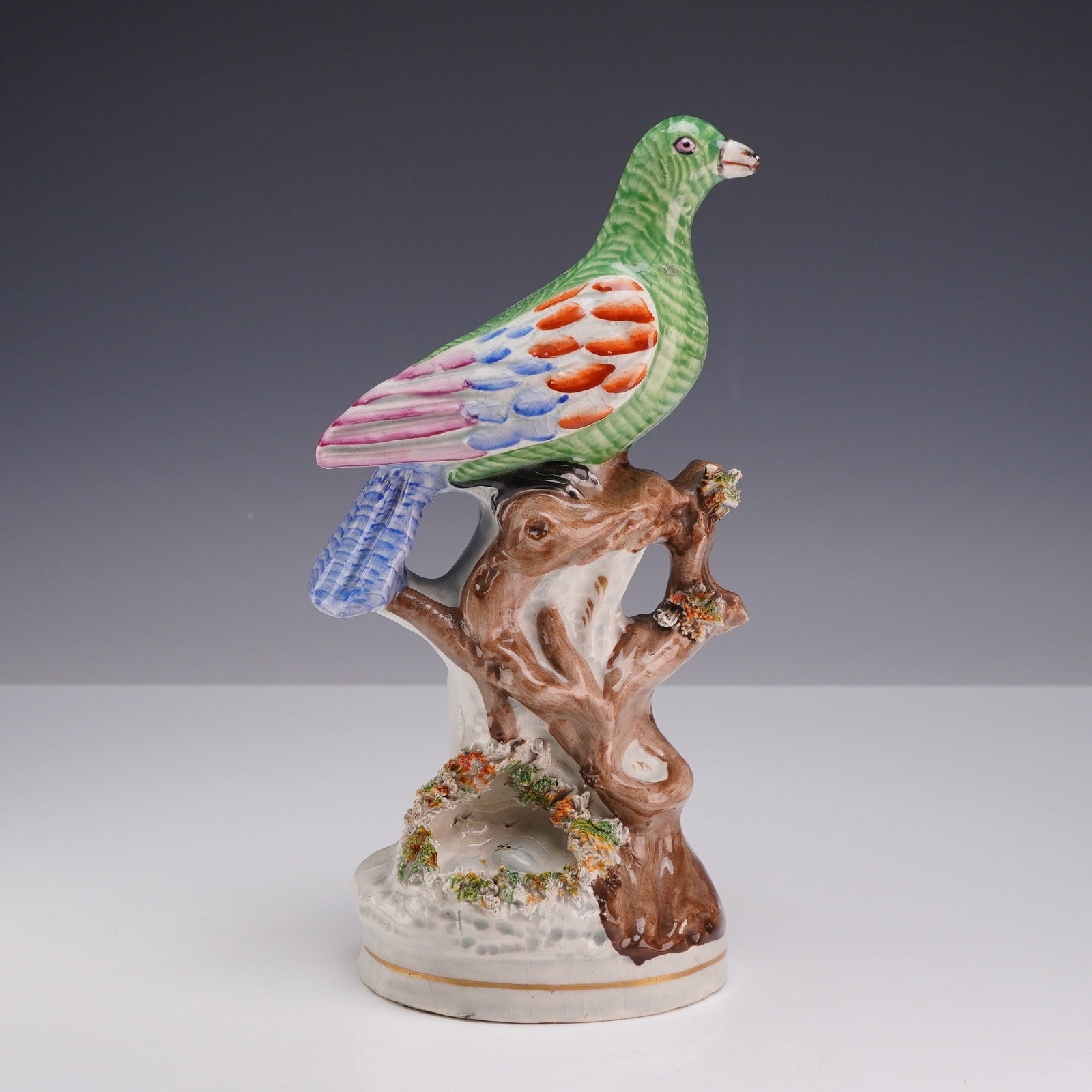 Glazed Porcelain Green-backed Pigeon Figurine (1 of 3)