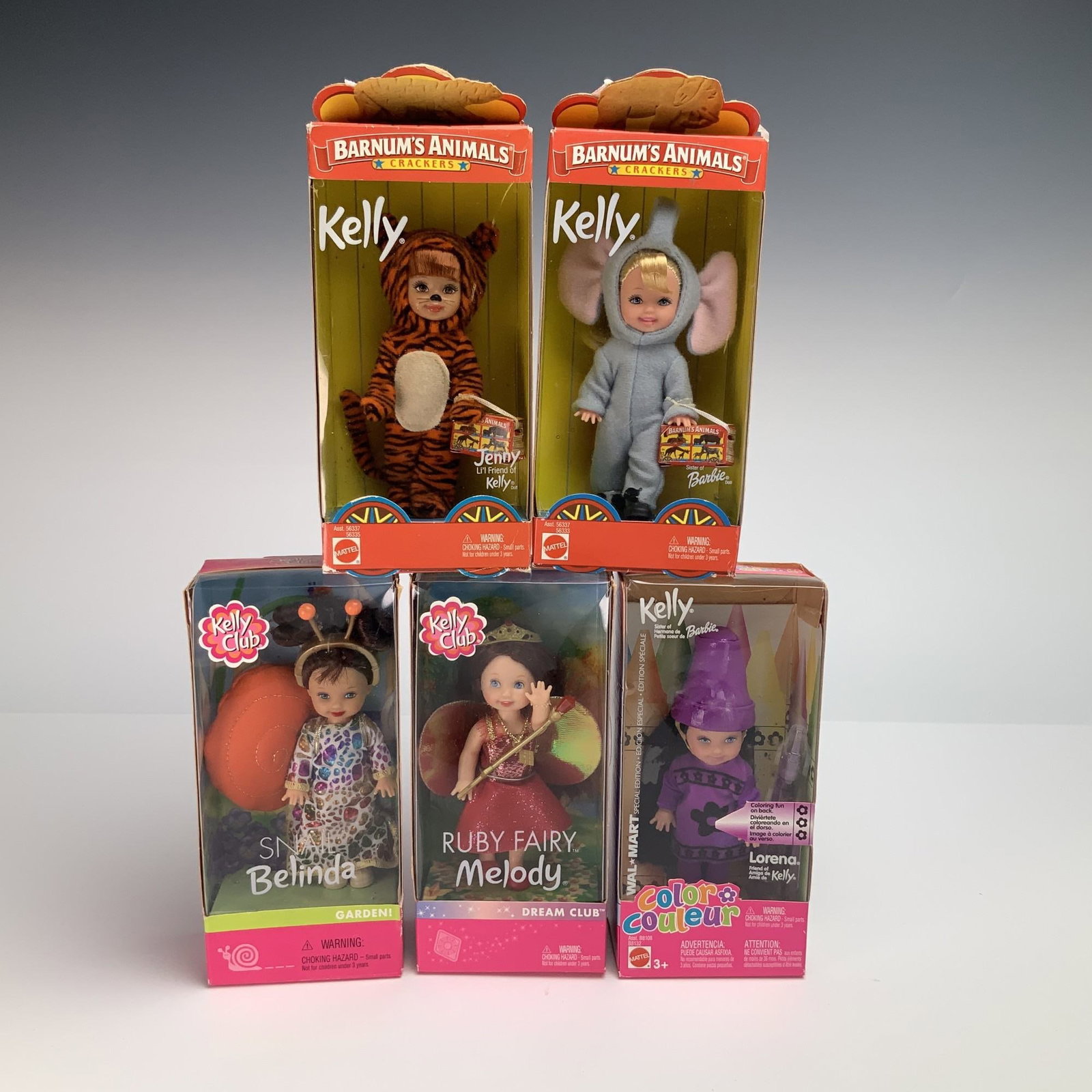 A Set of 5 Mattel Kelly Club Barnum's Animal Crackers and Lorena Friend of Barbie Dolls (1 of 3)