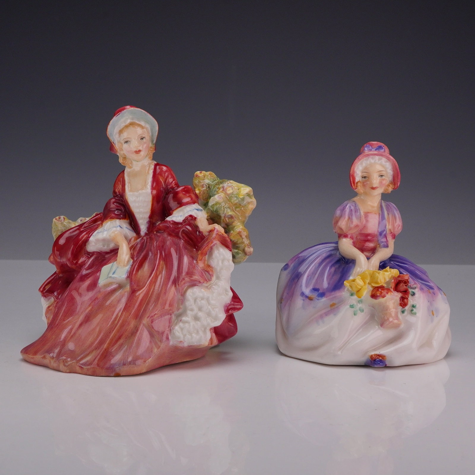 2pc Royal Doulton Bone China Figurines, Lydia HN1908 and Monica HN1467 (1 of 3)