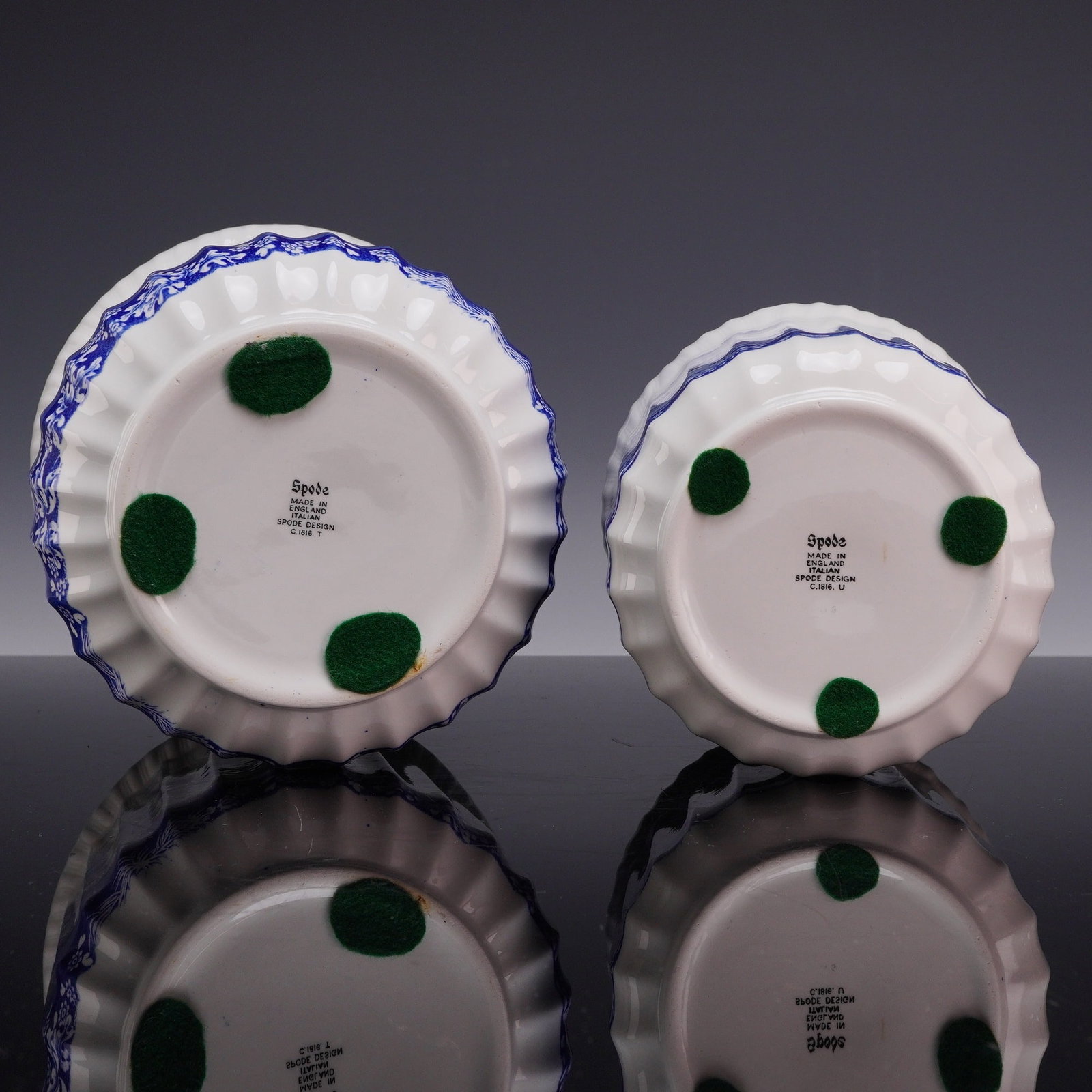 2pc Spode Blue Italian Graduated Earthenware Cachepots - 3