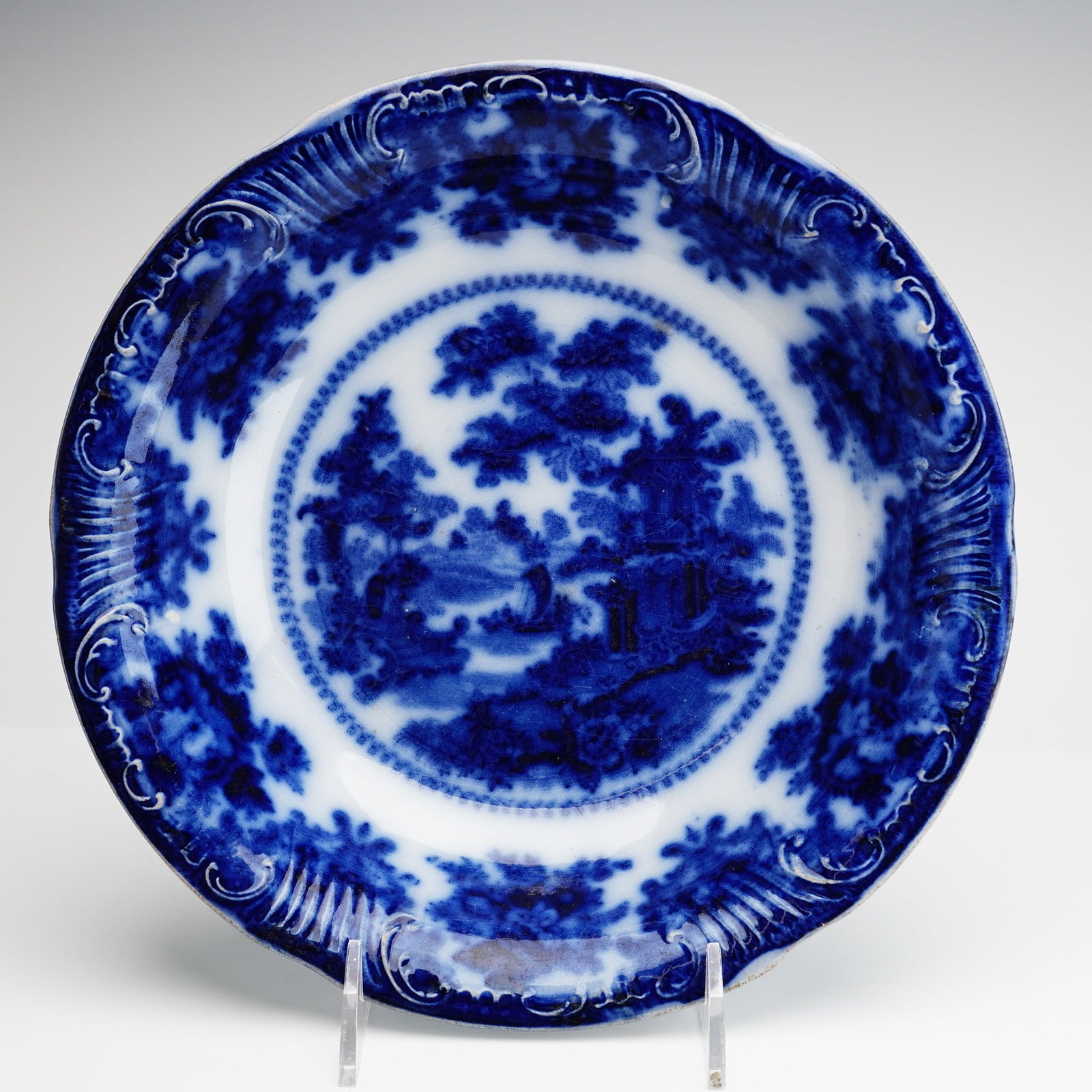 Late 19th Century Victorian W. Adams and Sons Flow Blue Fairy Villas Serving Bowl (1 of 3)